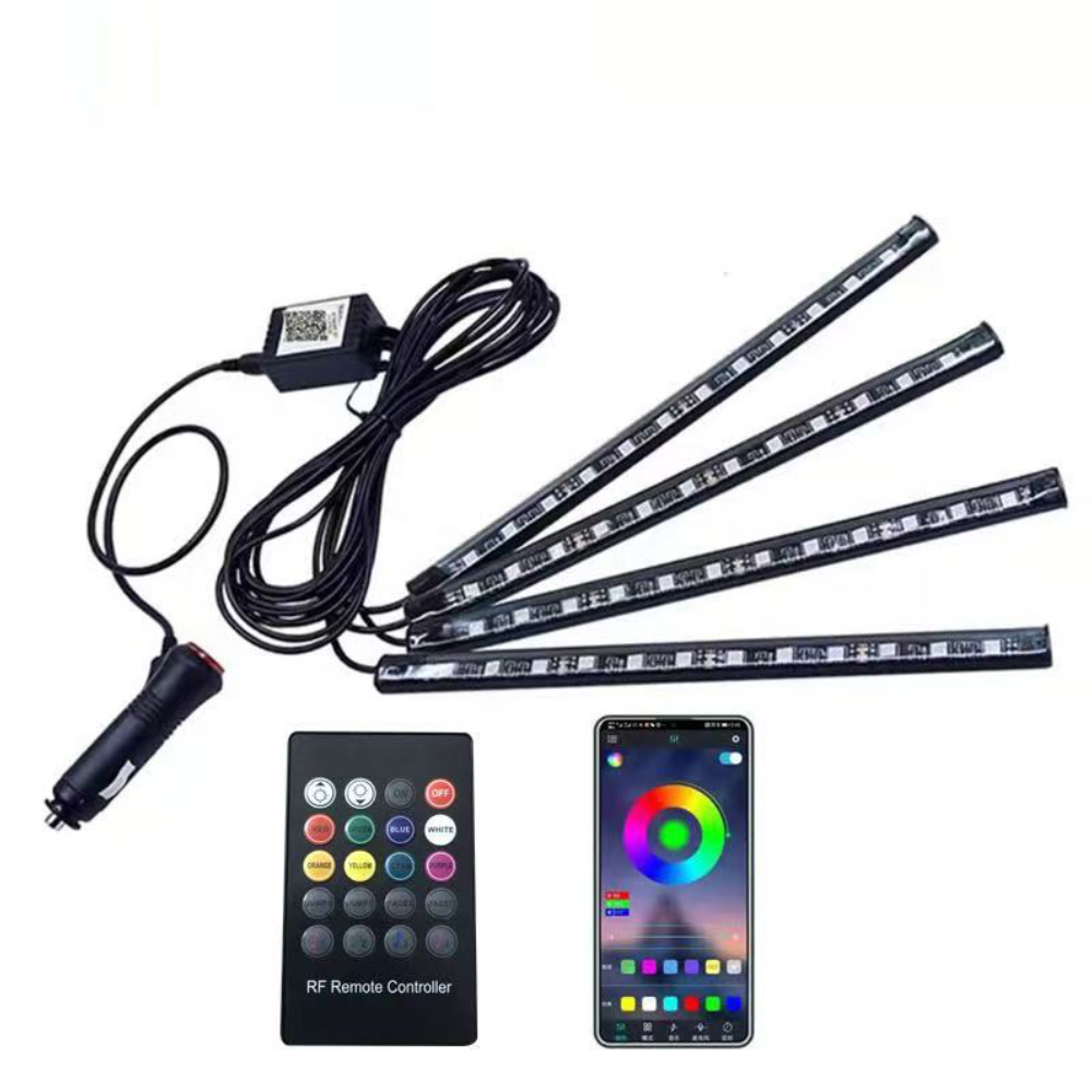 Set luci auto con telecomando, app e adattatore accendisigari.