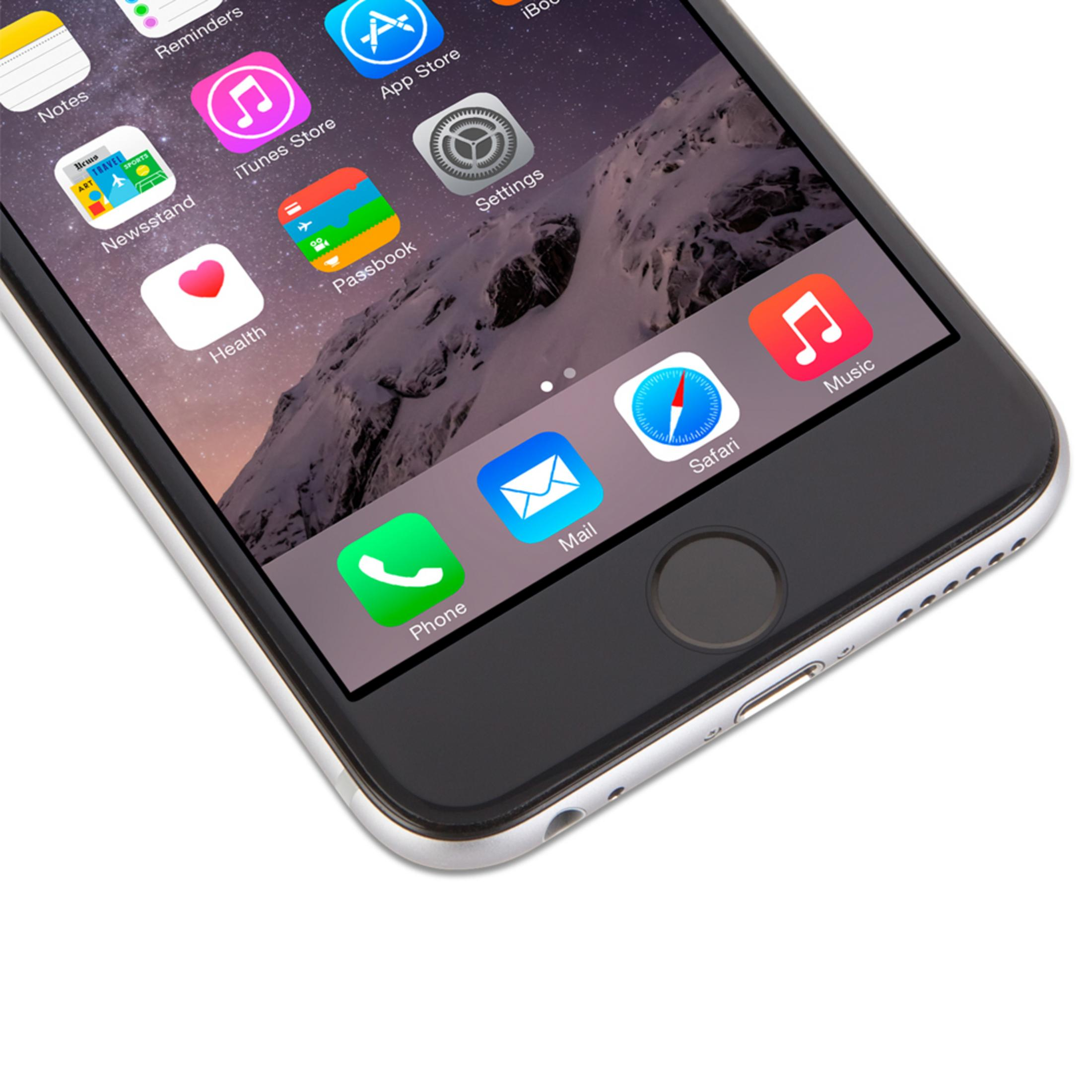 Un iPhone affiche un fond d'écran de paysage de montagne avec diverses icônes d'applications.