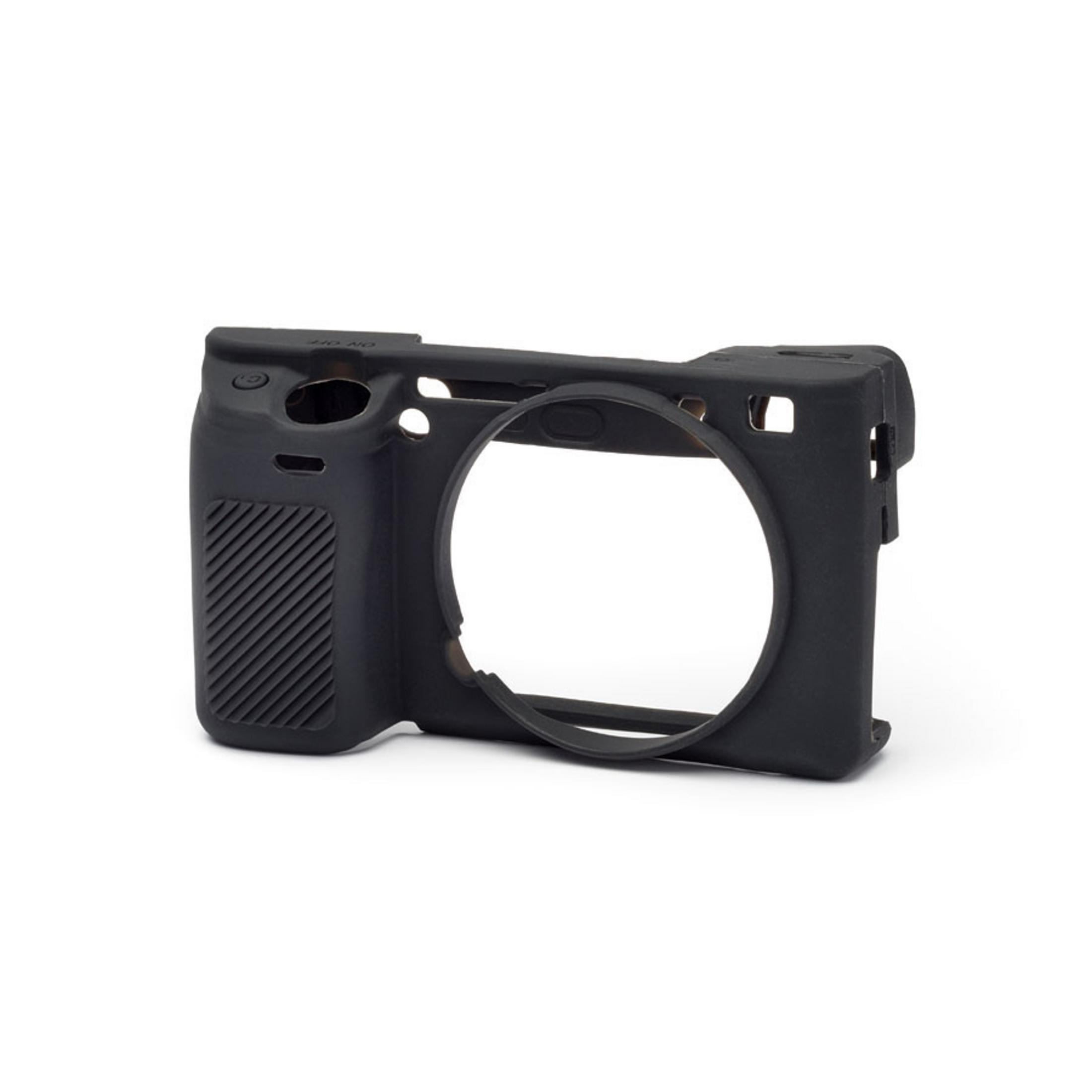 Black silicone camera case with textured grip and cutouts.