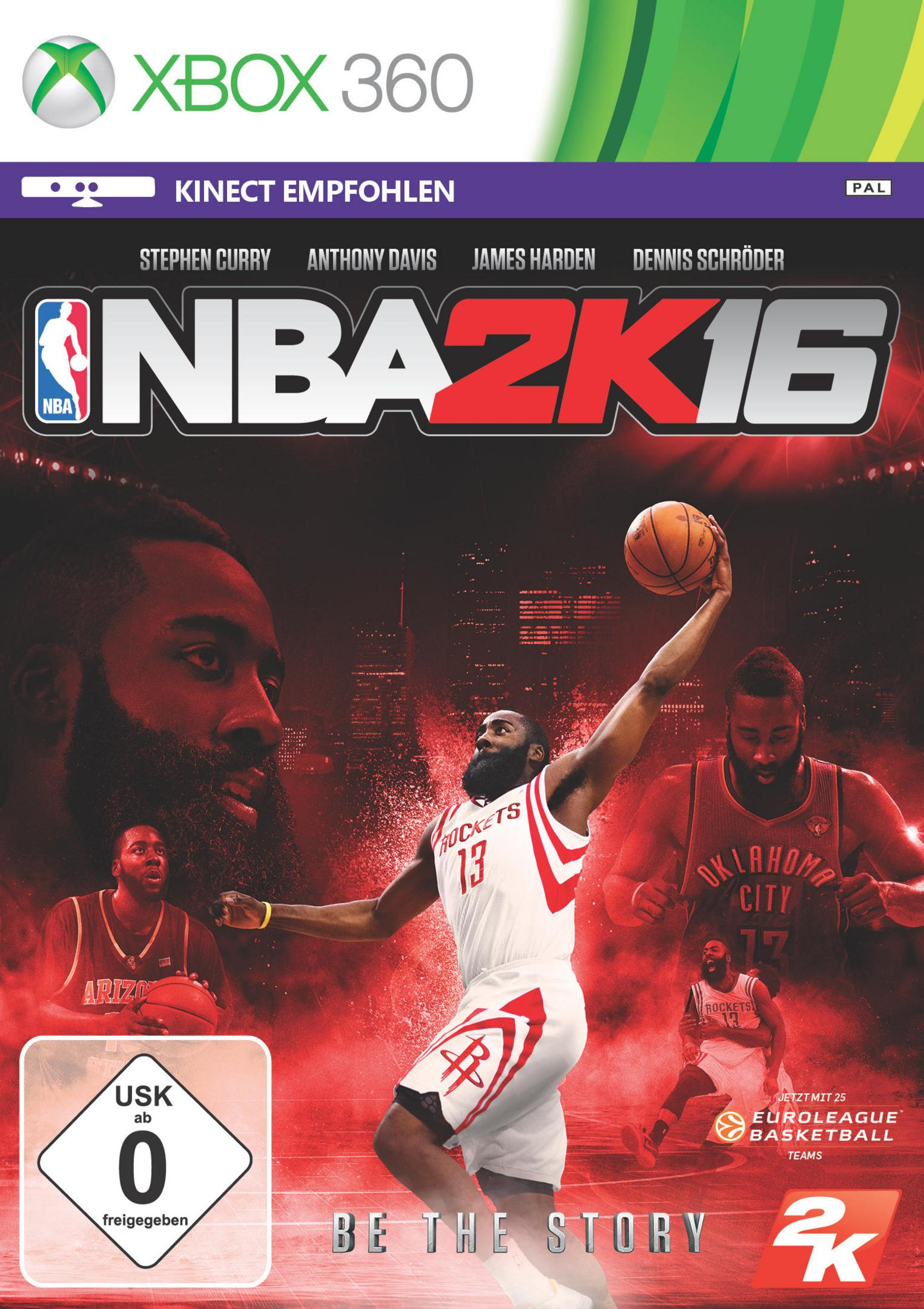 NBA 2K16 Cover mit James Harden im Sprungwurf, Stephen Curry und Westbrook.
