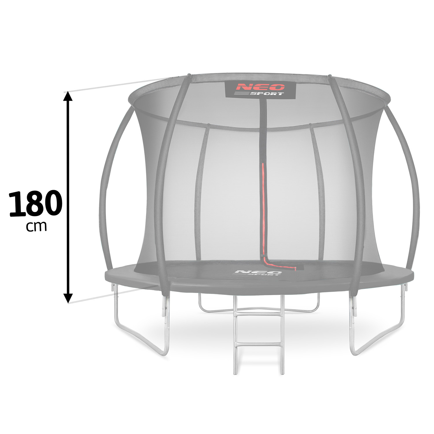 Trampolina z siatką ochronną i drabiną, 180 cm.