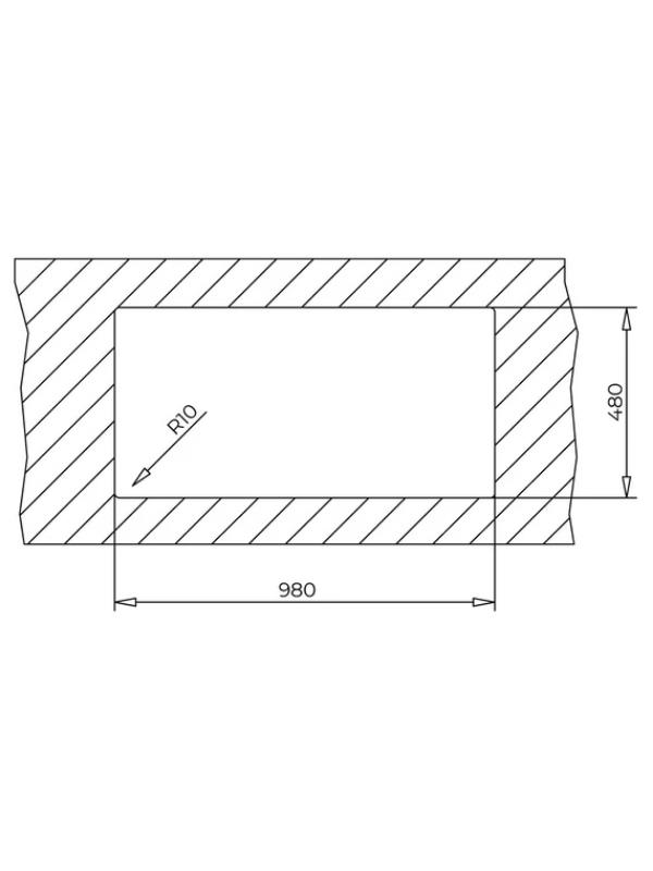 Teknik çizim: 980x480 boyutlu ve 10 yarıçaplı dikdörtgen.