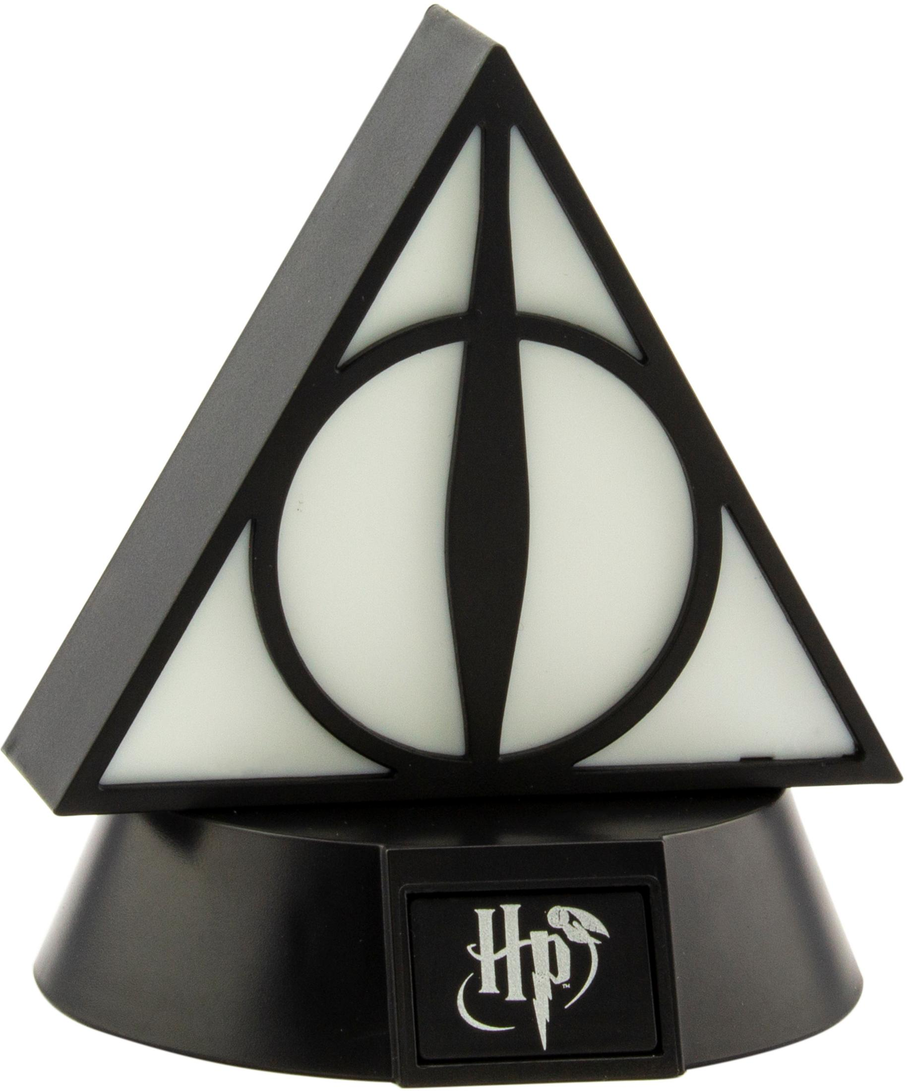 Schwarzes Dreieckssymbol mit weißem Kreis und vertikaler Linie auf schwarzem Sockel mit HP-Logo.