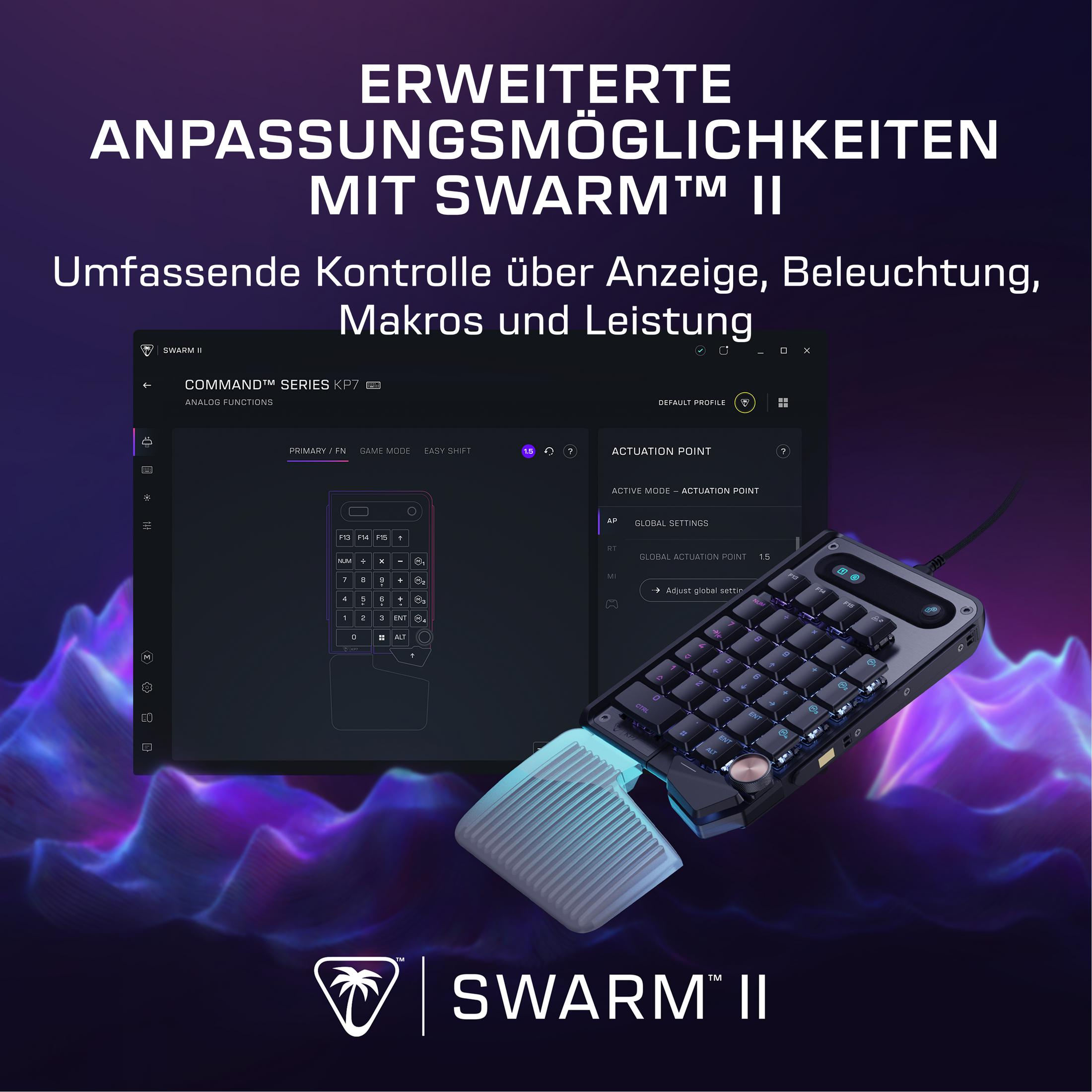 Ein Gaming-Keyboard mit Software-Anpassungsoptionen im Fokus.