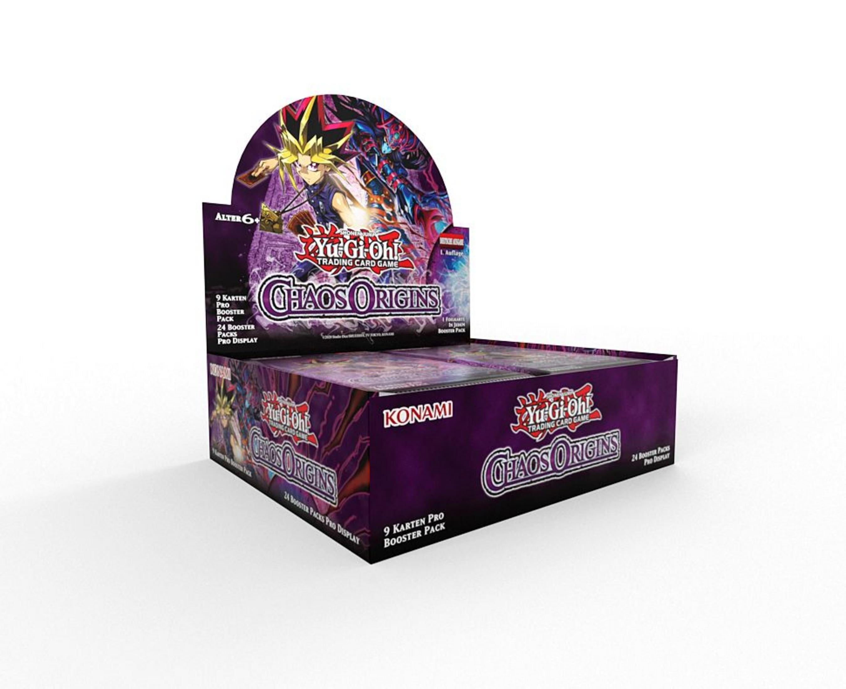 Yu-Gi-Oh! Chaos Origins Sammelkartenspiel Box mit Yugi und Dunklem Magier.
