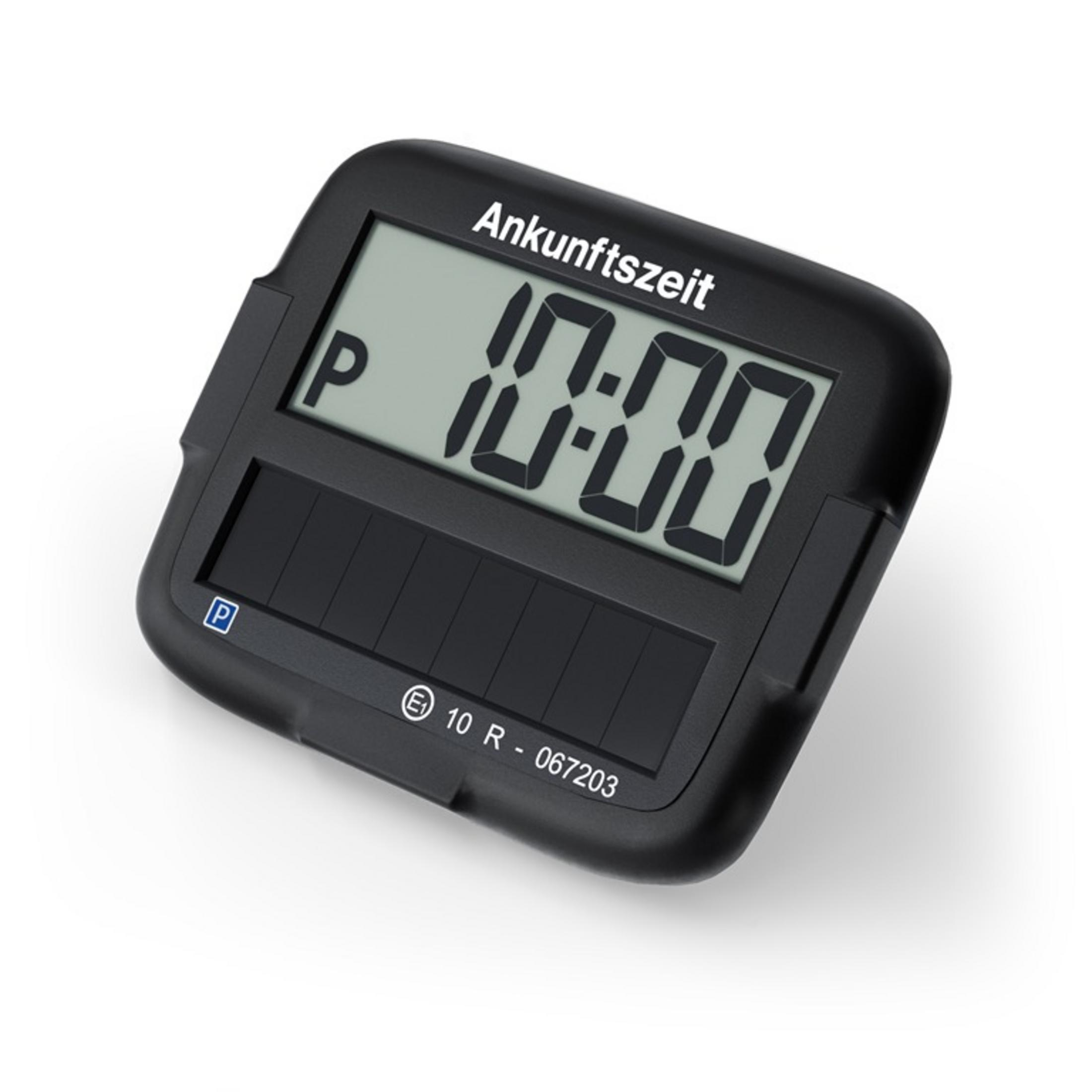 Timer parcheggio nero mostra 10:00 sul display digitale.