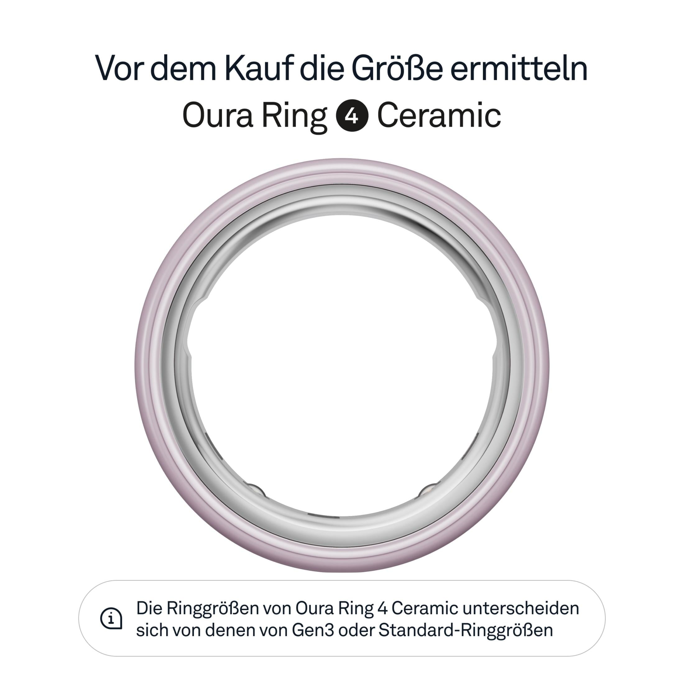 Ein rosafarbener Oura Ring 4 Ceramic auf weißem Grund.