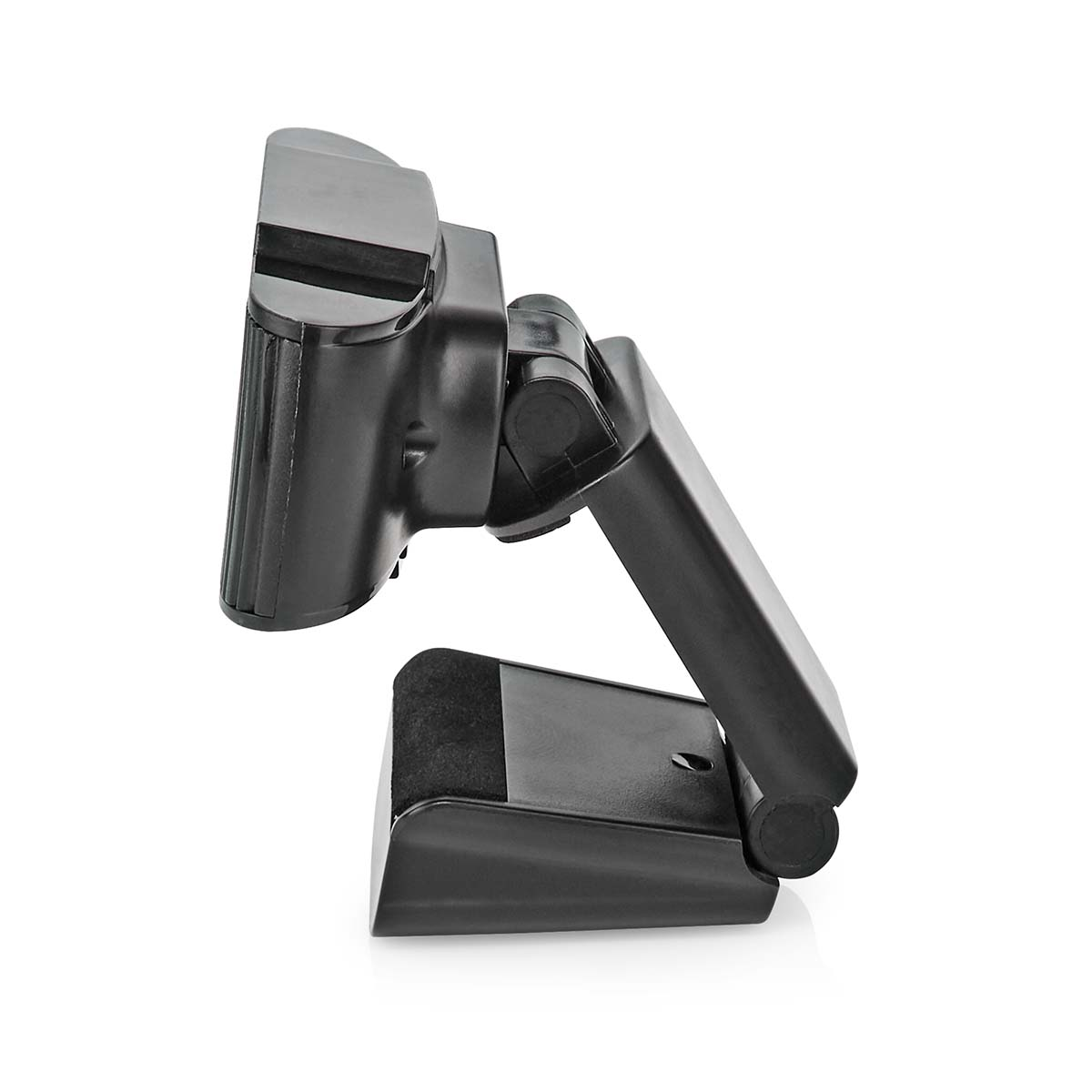 Alloggiamento webcam nero con braccio snodato su supporto.