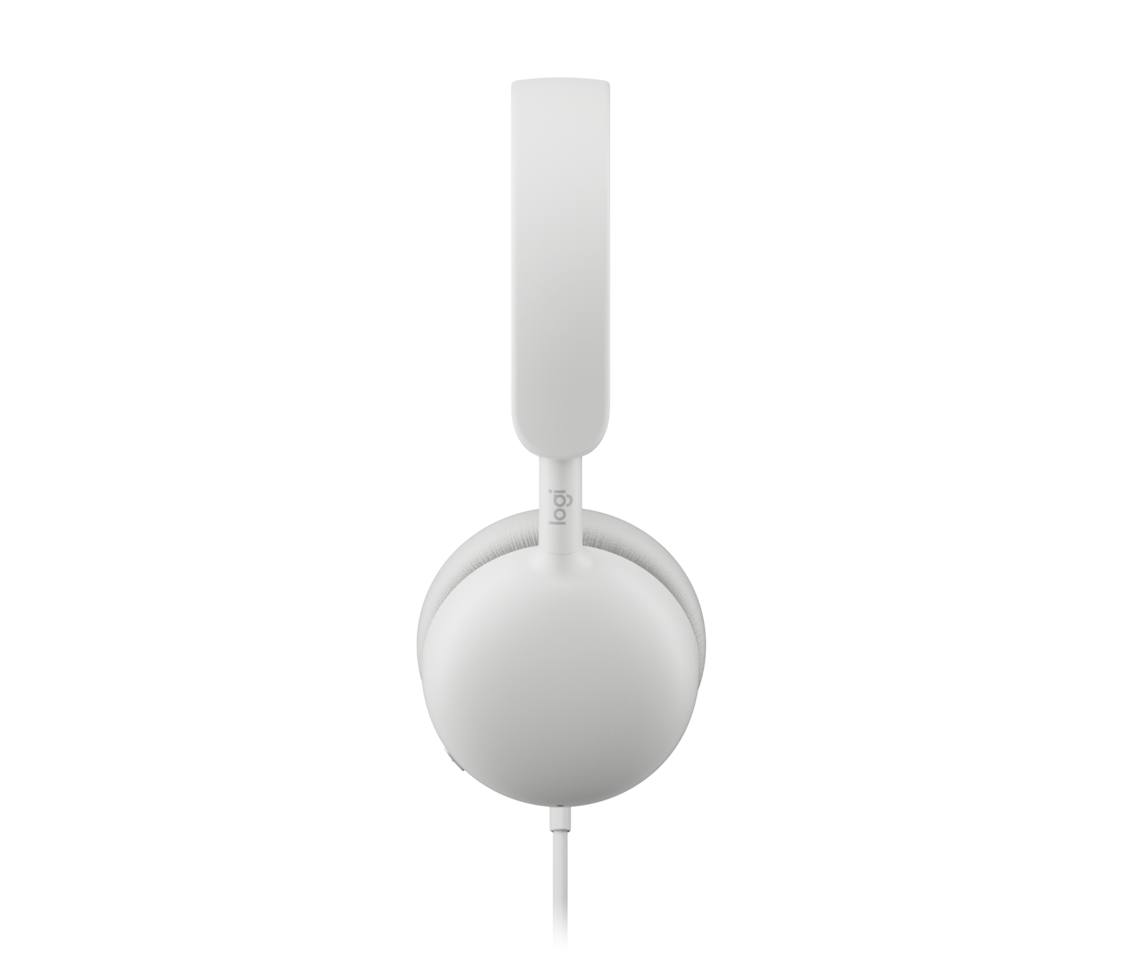 Cuffie bianche con padiglioni rotondi e logo Logitech sull'archetto.