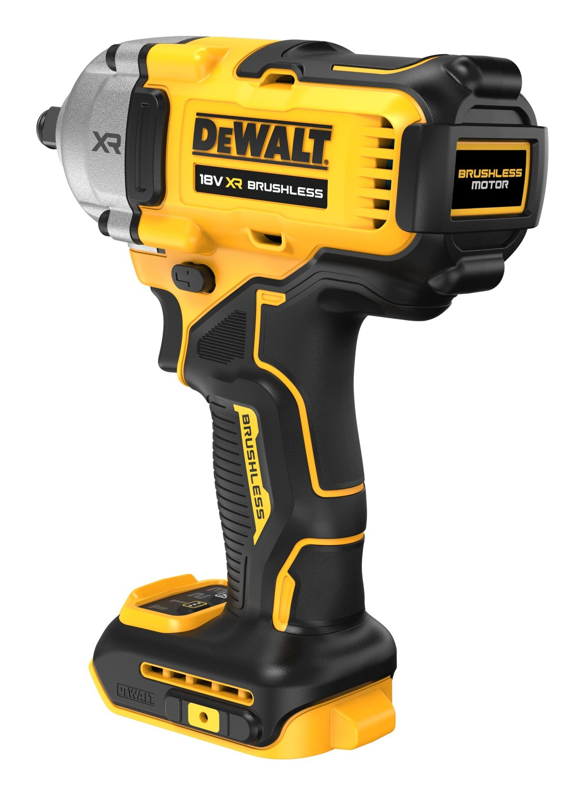Llave de impacto DeWalt amarilla y negra con tecnología XR y motor sin escobillas.