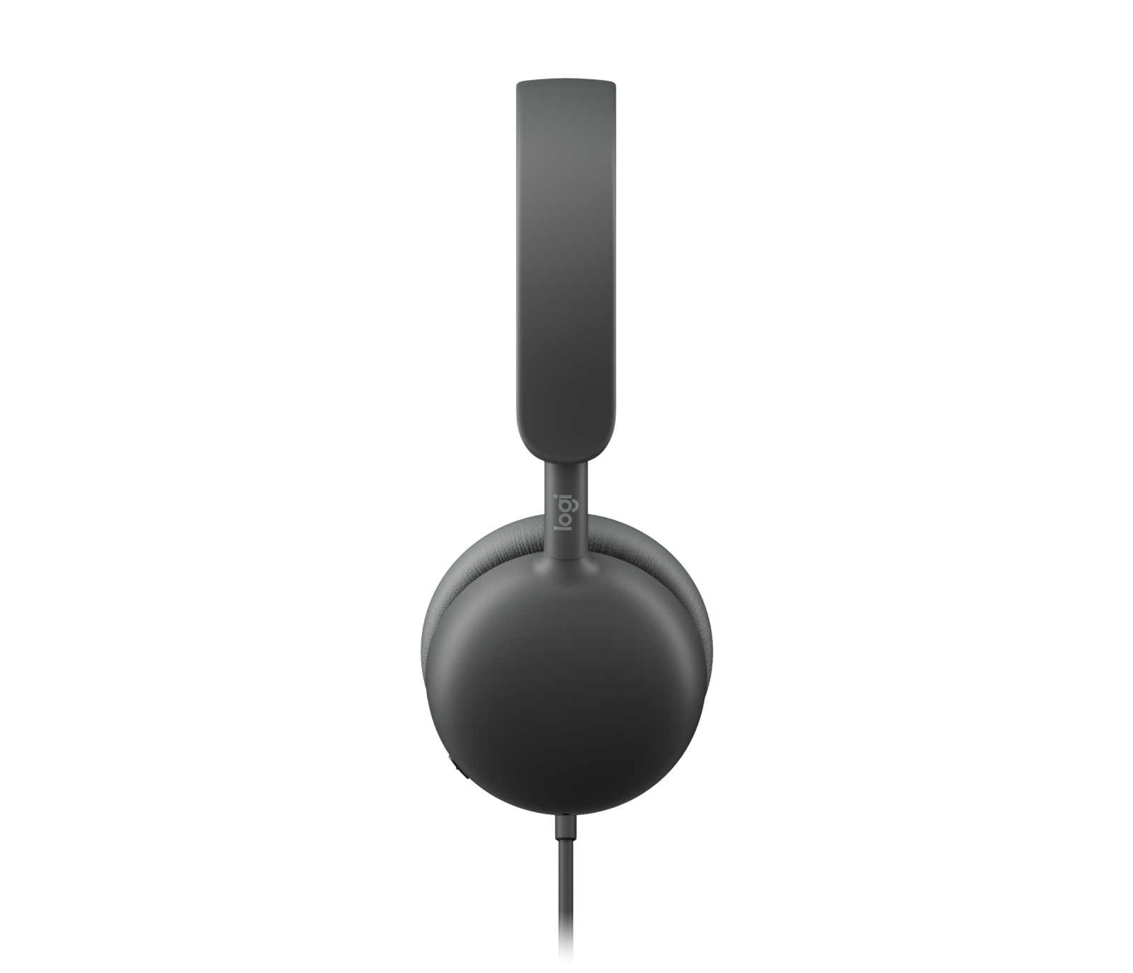 Un paio di cuffie grigie con logo Logitech su sfondo bianco.