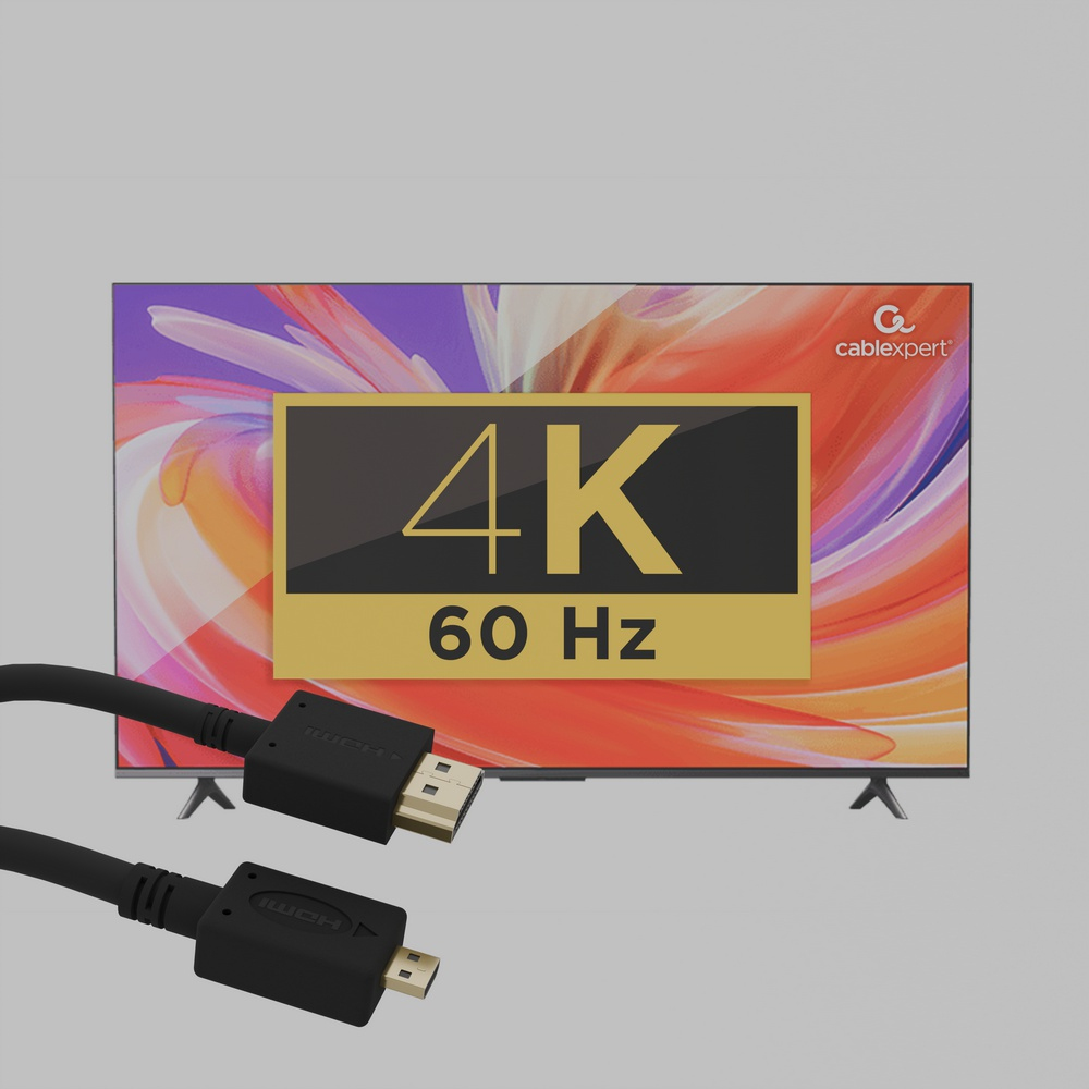 Een 4K 60Hz tv met HDMI-kabels op de voorgrond.