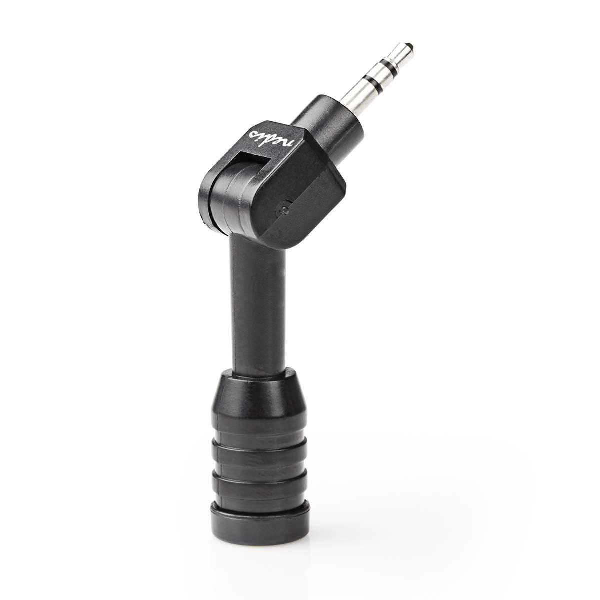 Adattatore jack nero da 3,5 mm con testa girevole e impugnatura zigrinata.