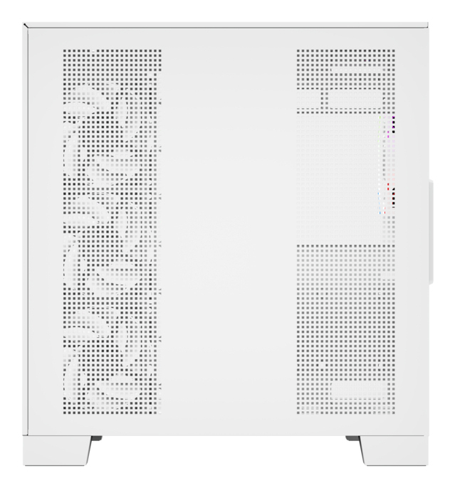 Un case per computer bianco con lati e ventole forati.
