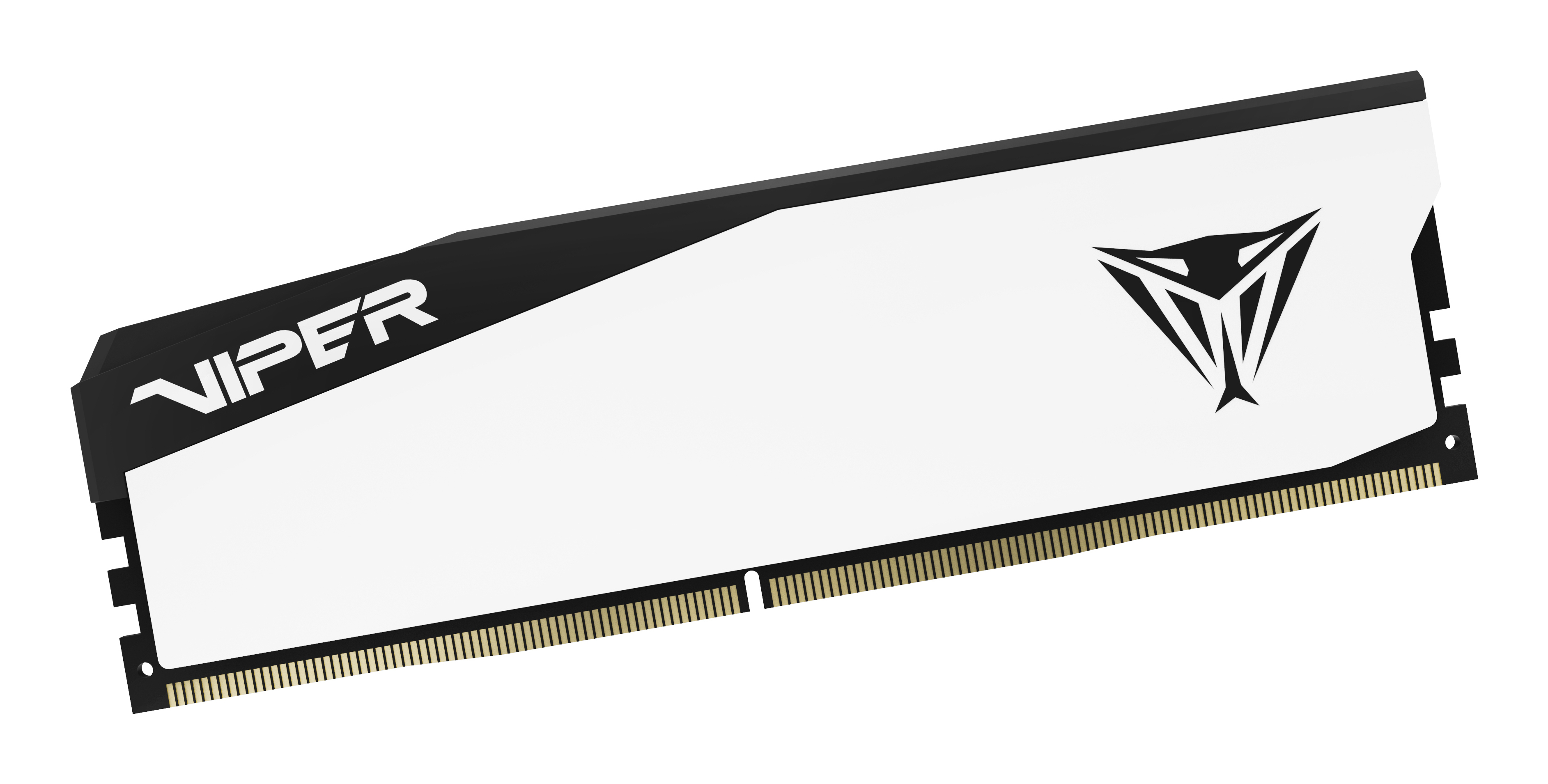 Une barrette RAM blanche avec logo noir "VIPER" et emblème de serpent.