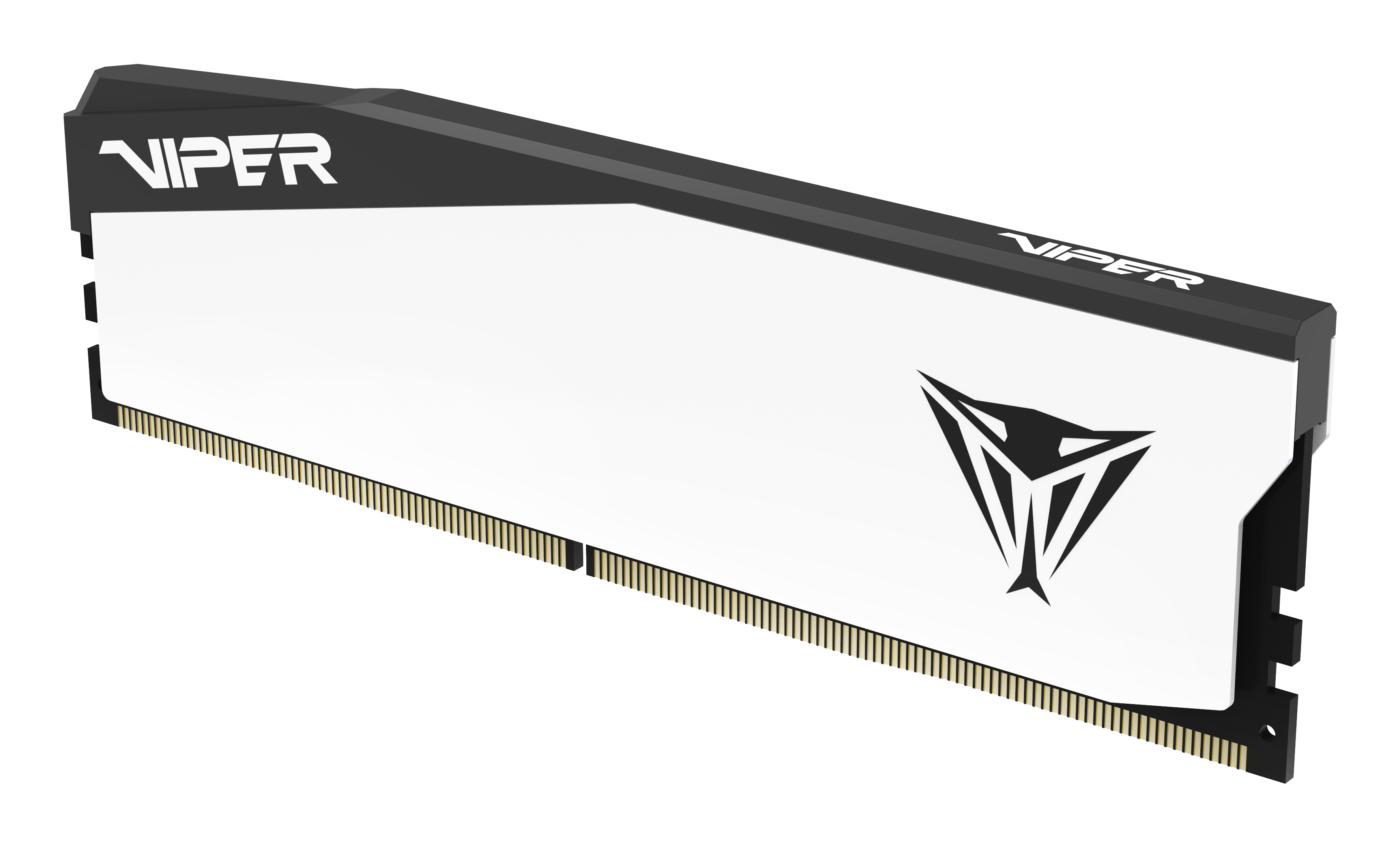 Une barrette de RAM blanche avec dissipateur noir et logo Viper.