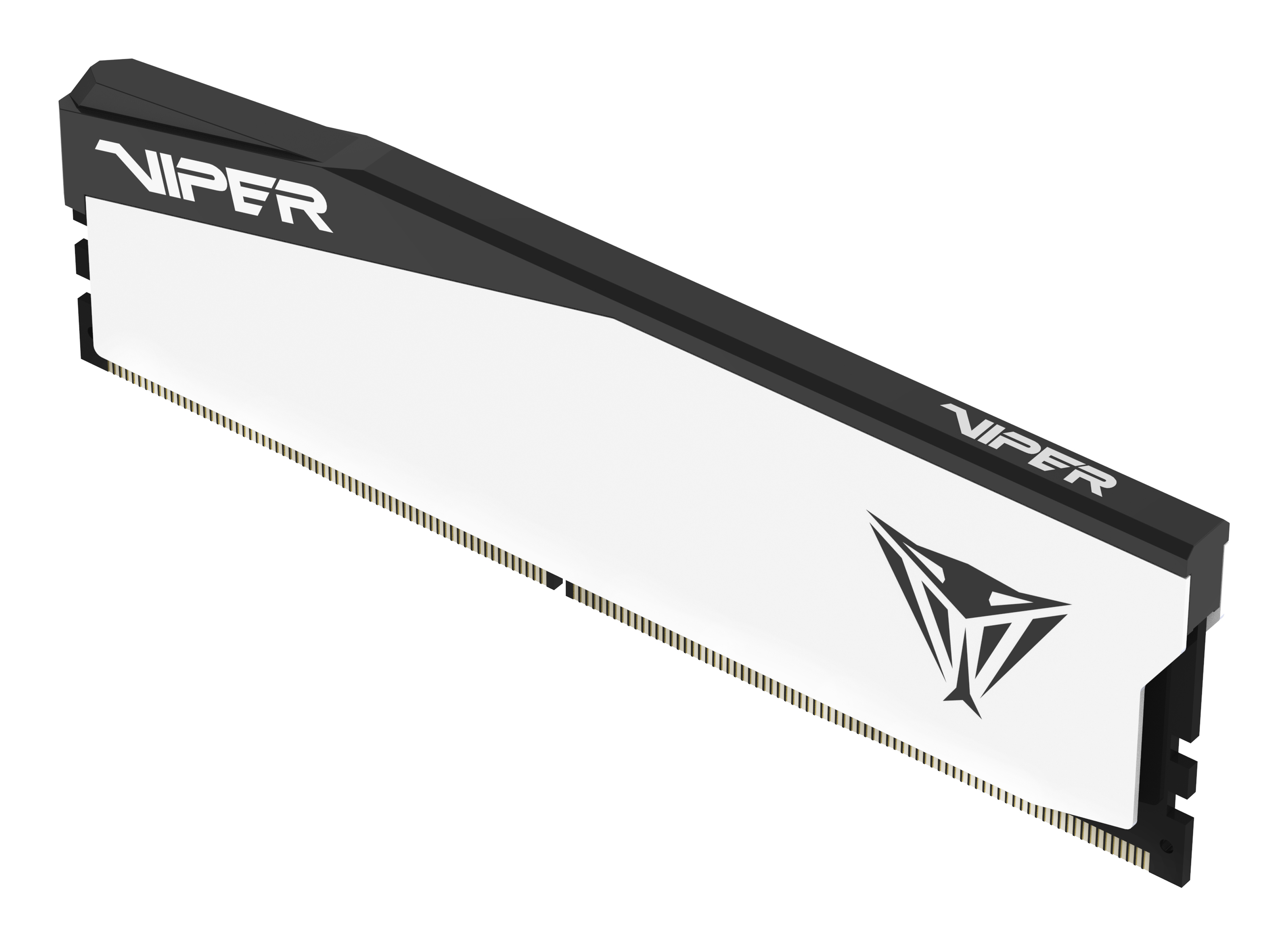 Une barrette RAM blanche avec dissipateur noir et logo Viper.