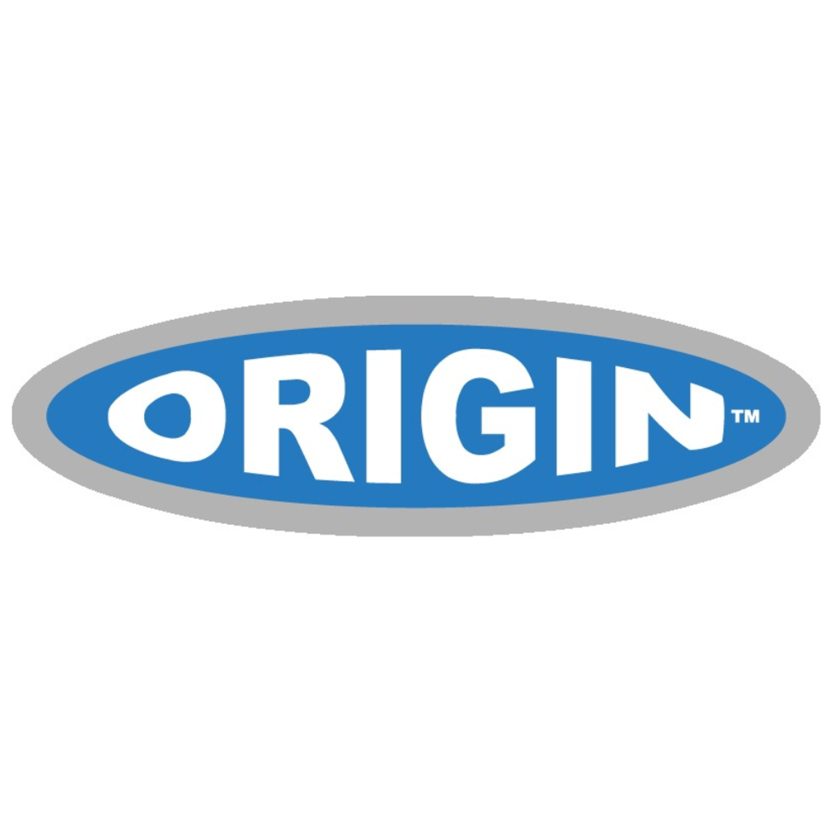 El logo muestra la palabra ORIGIN en mayúsculas blancas sobre fondo azul.