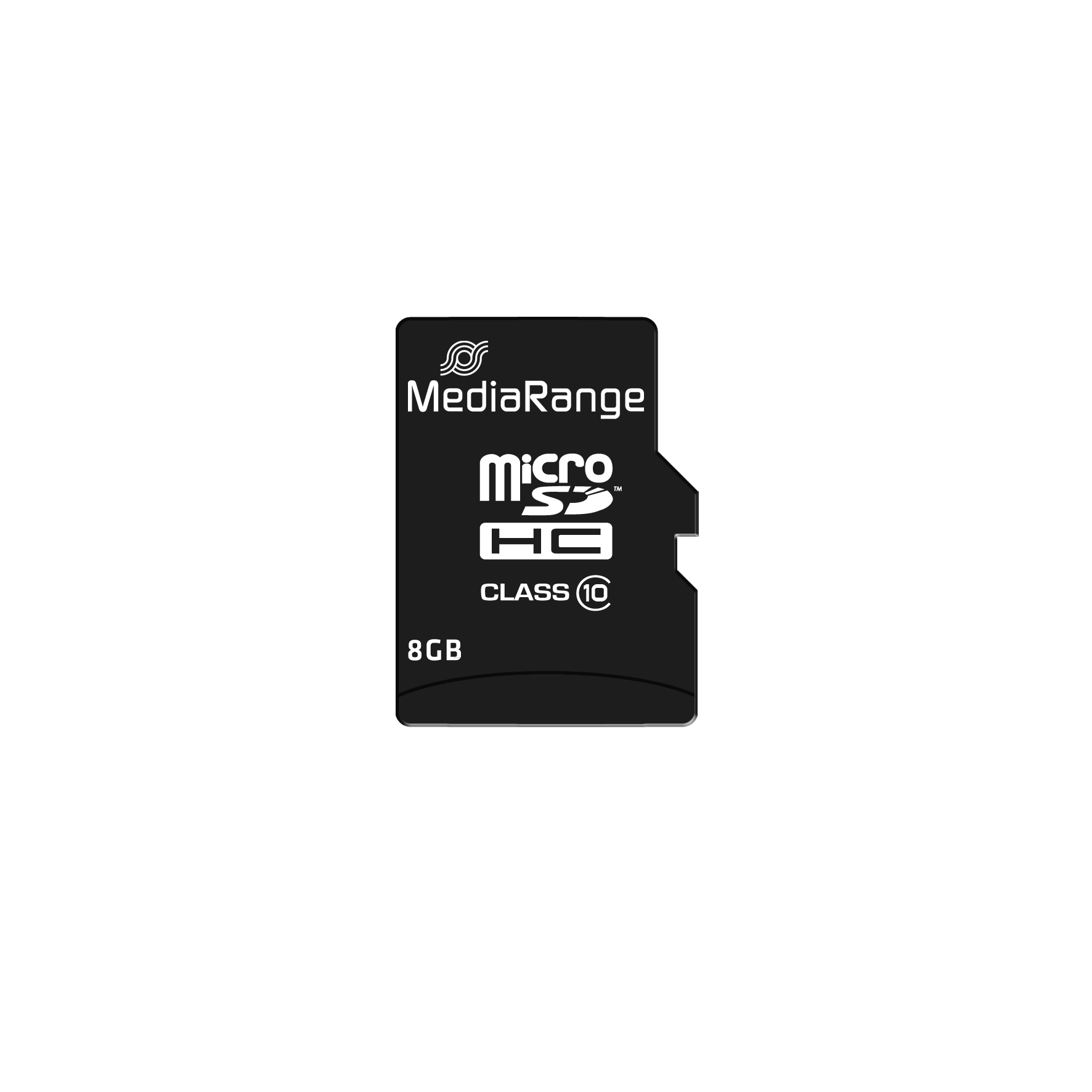 Schwarze MicroSDHC-Speicherkarte mit 8 GB und „Class 10“ Aufschrift.