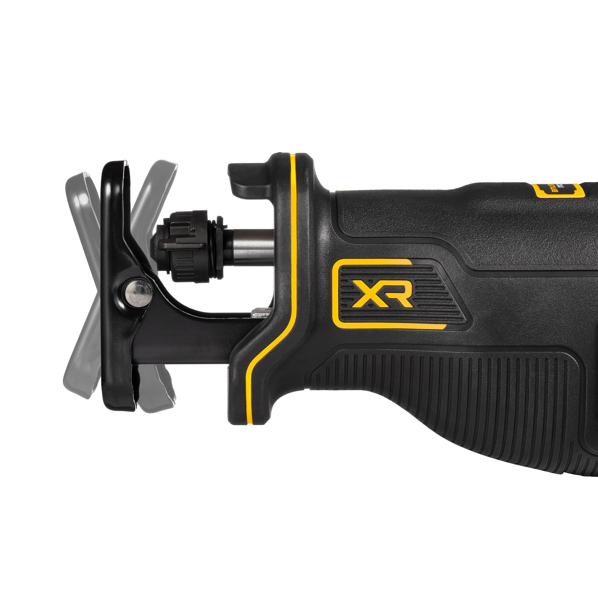 Schwarzer Säbelsäge-Aufsatz mit gelben Akzenten und XR-Logo.