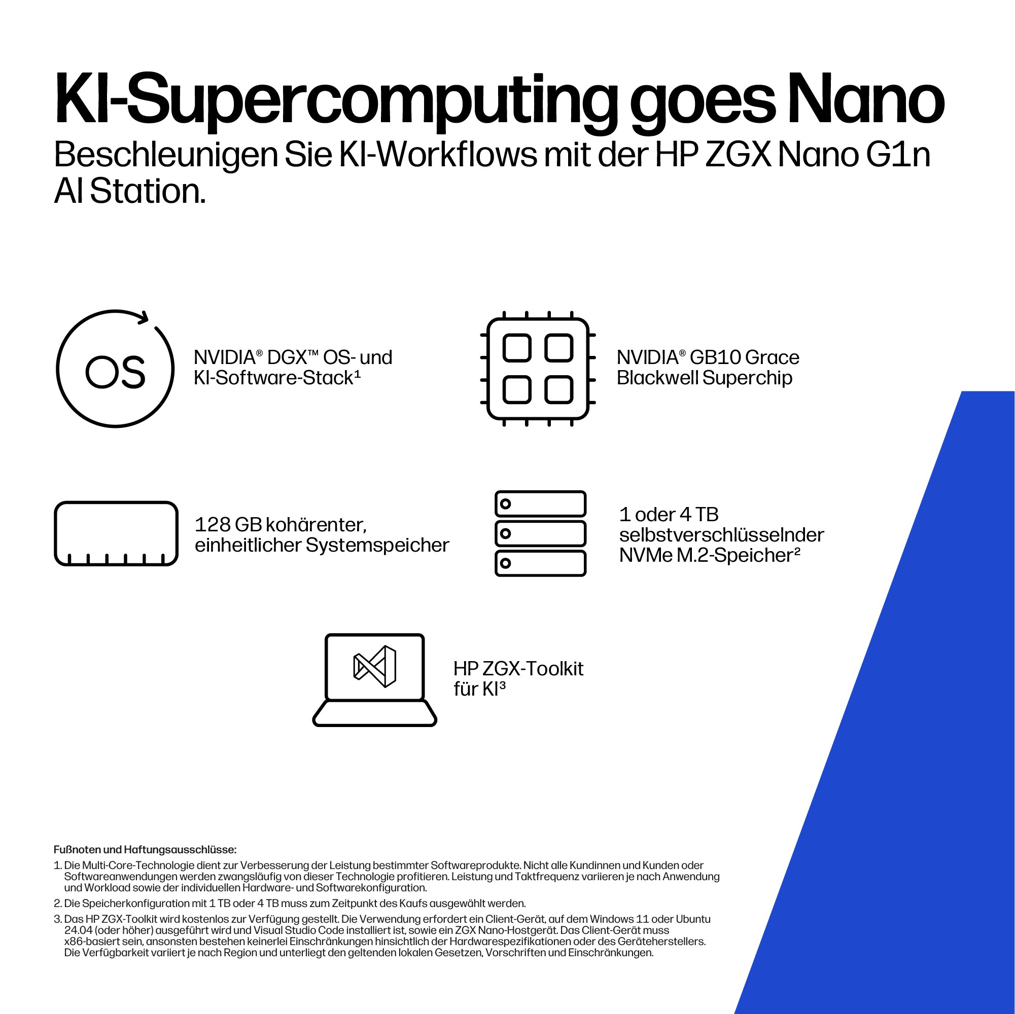 Supercomputing AI su base Nano con NVIDIA DGX OS, GB10 Grace e 128 GB RAM.