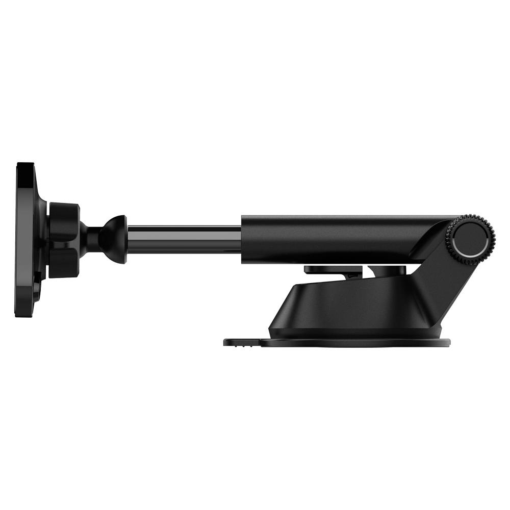 Black adjustable car mount with a suction cup base and extendable arm.