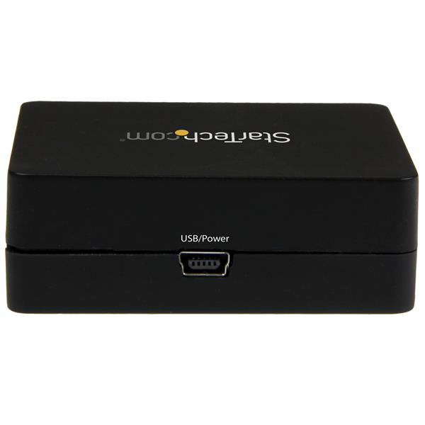 Dispositivo USB/Alimentación negro con logo impreso encima.
