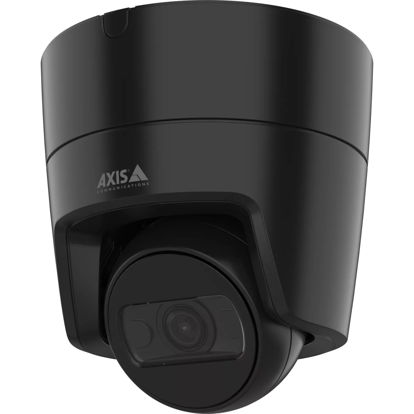 Eine schwarze Axis-Überwachungskamera mit dem Logo auf der Vorderseite.