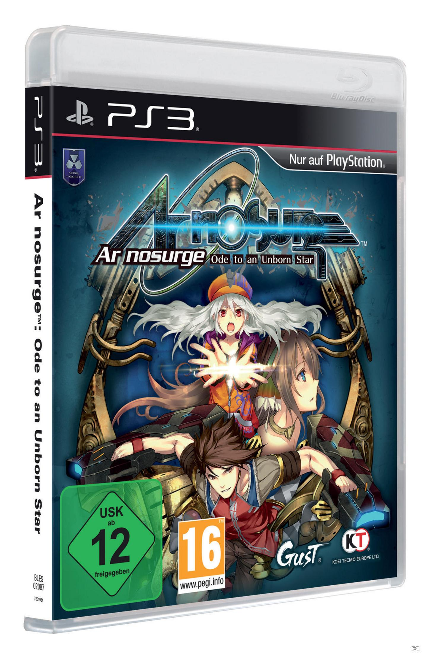 Ar nosurge: Ode to an Unborn Star PS3 Spielhülle mit Charakteren und Alterseinstufungen.