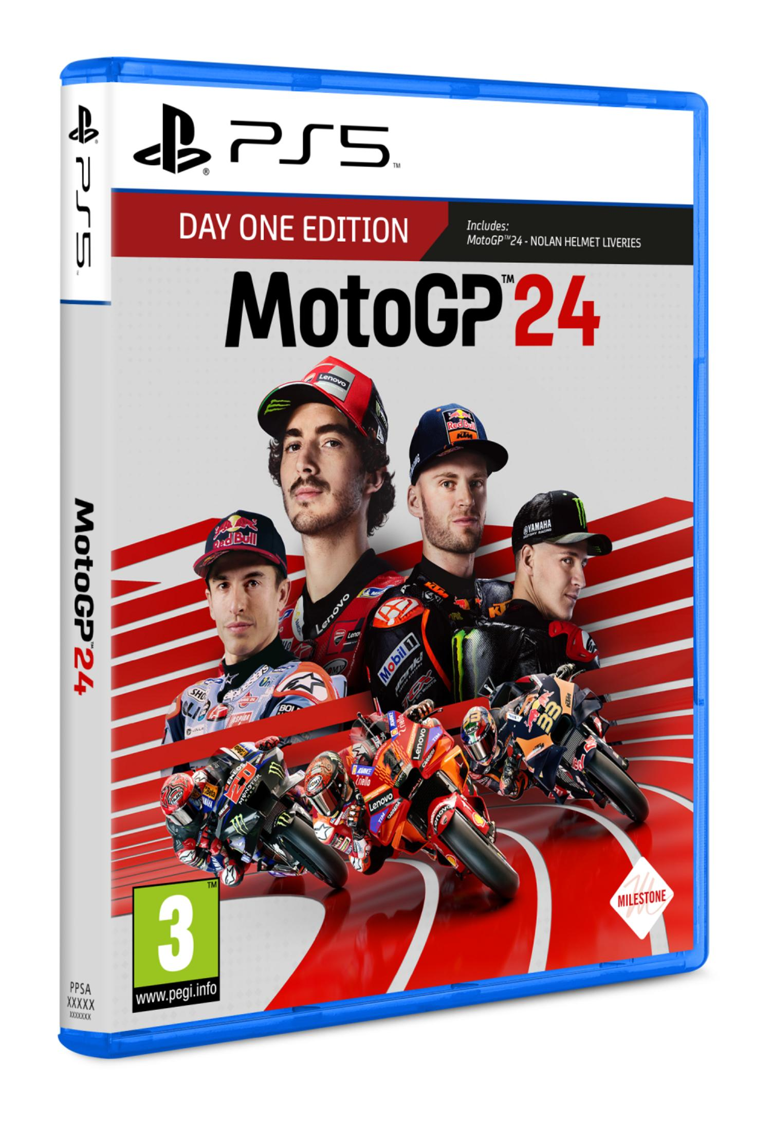 Custodia PS5: MotoGP 24 Day One Edition con piloti e moto. Età 3.