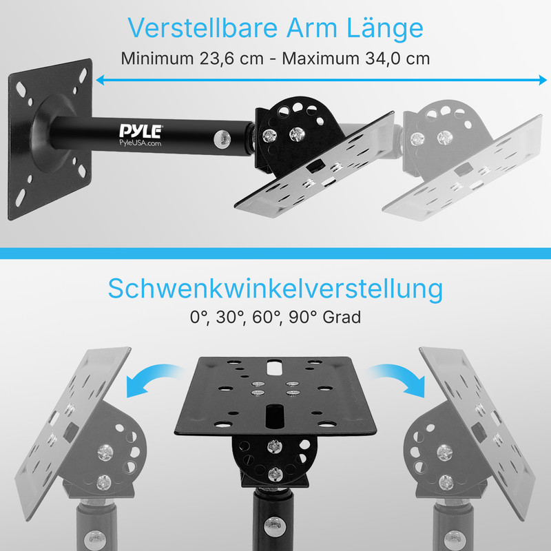 Verstellbarer Monitorarm mit Längen- und Winkelanpassung.