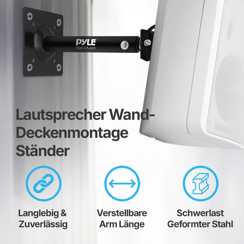 Lautsprecher Wandhalterung mit verstellbarem Arm und Schwerlaststahl.