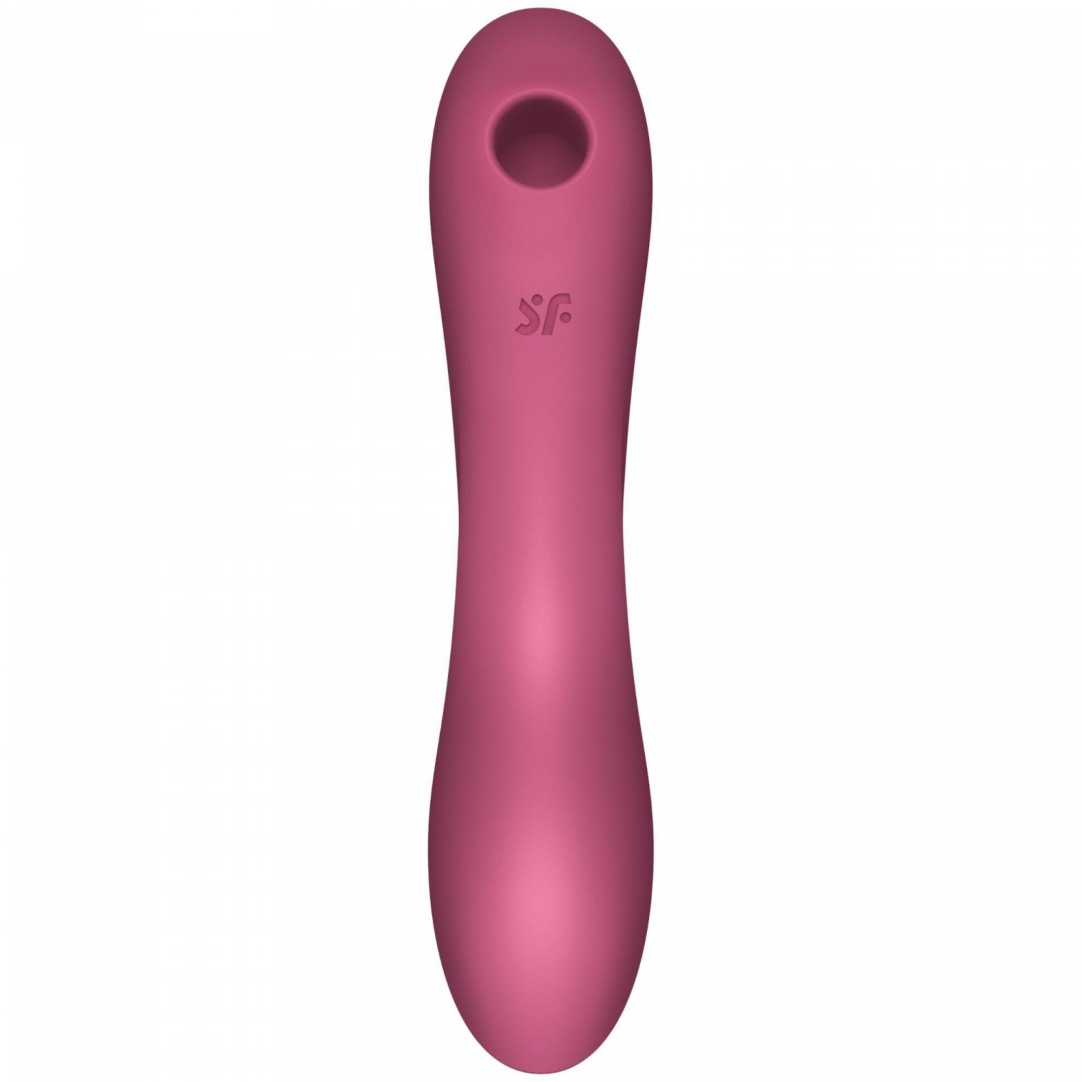 Un vibrador rosa con una abertura redonda y el logo JS.