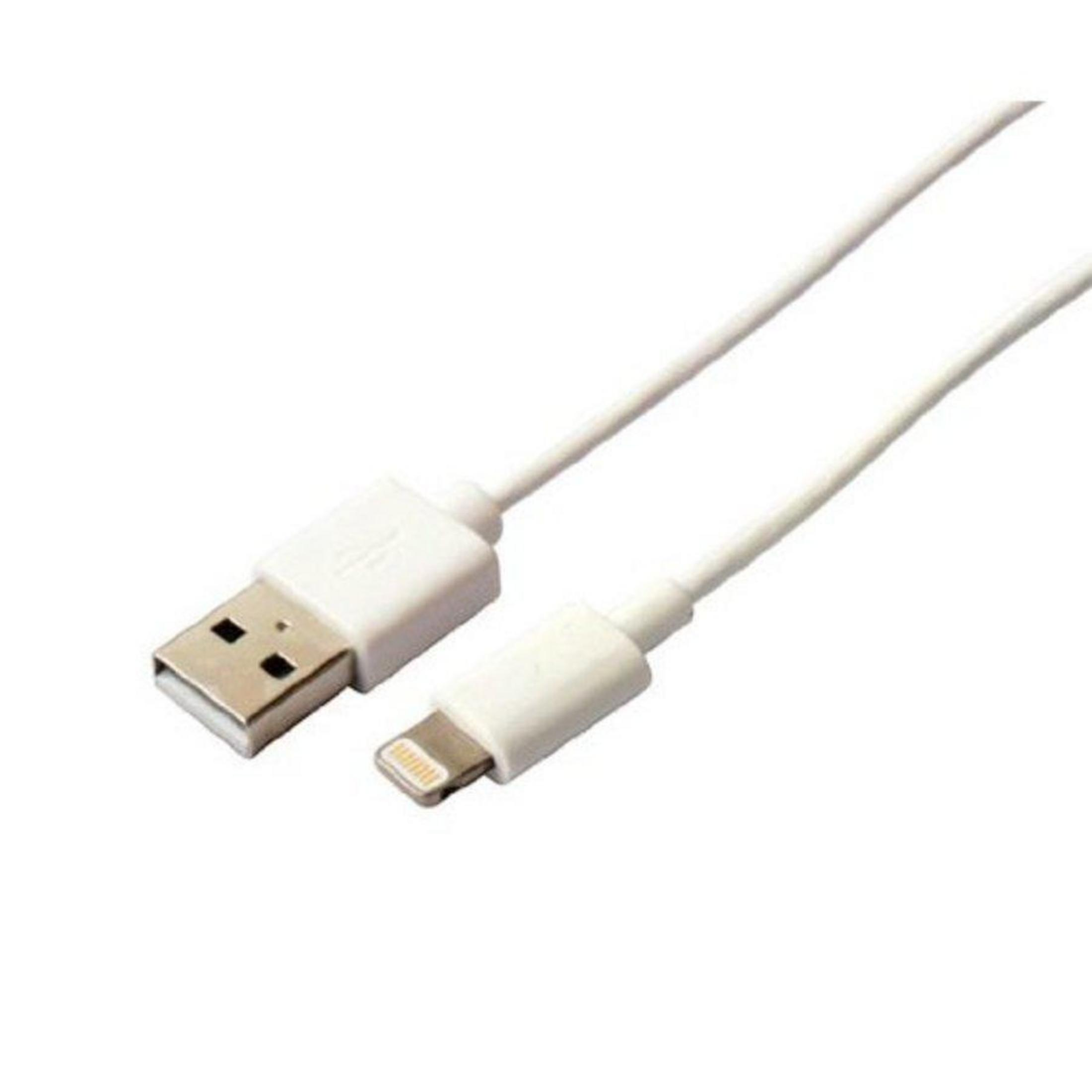 Un cavo da USB a Lightning bianco con entrambi i connettori visibili.
