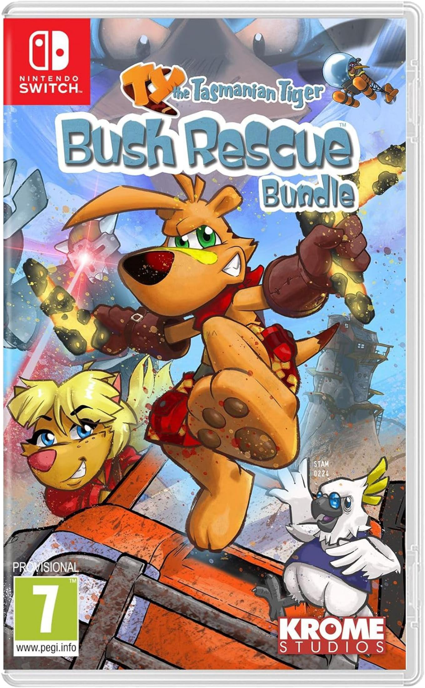La copertina presenta i personaggi del gioco Ty the Tasmanian Tiger: Bush Rescue Bundle.