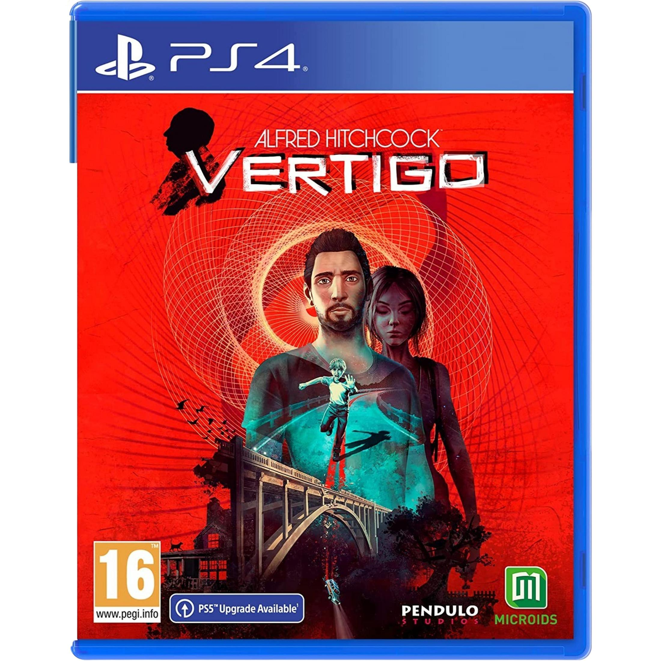 Copertina gioco PS4 con uomo, donna, ponte e auto. Valutazione 16.