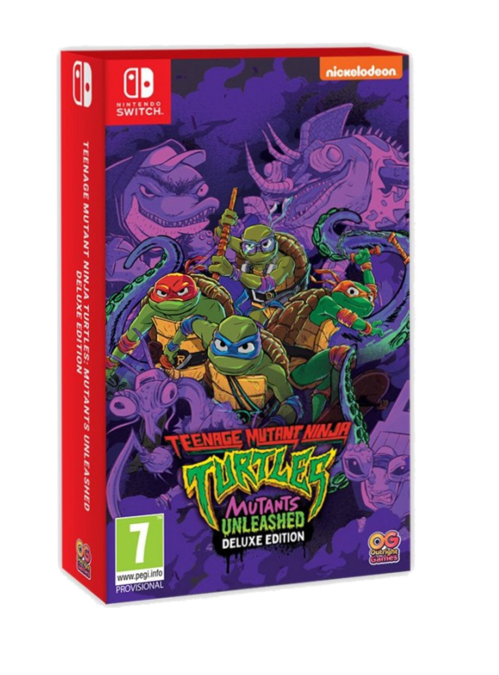 Copertina del gioco Teenage Mutant Ninja Turtles per Nintendo Switch con le quattro tartarughe.