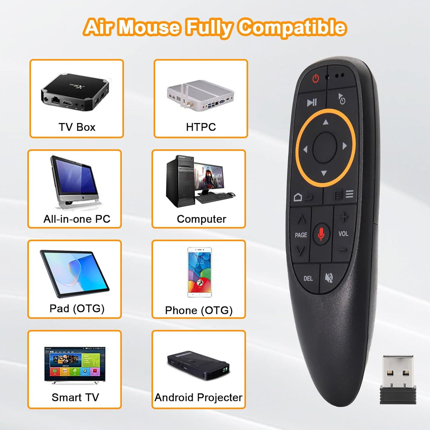 Air Mouse für TV Box, HTPC, PC, Tablet, Smartphone, Smart TV, Projektor.