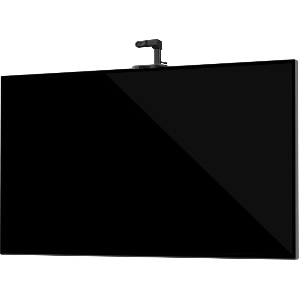 Un monitor nero con una webcam in cima.