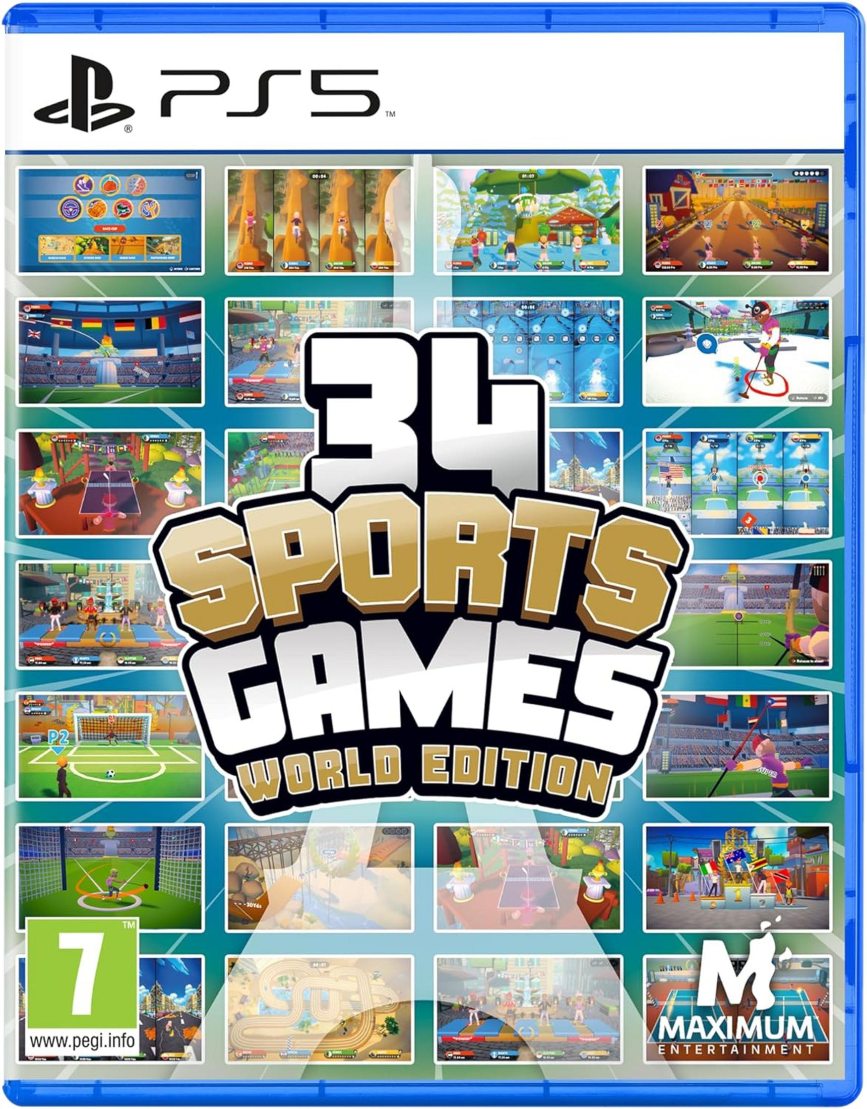 Custodia gioco PlayStation 5 "34 Sports Games World Edition" con vari sport.