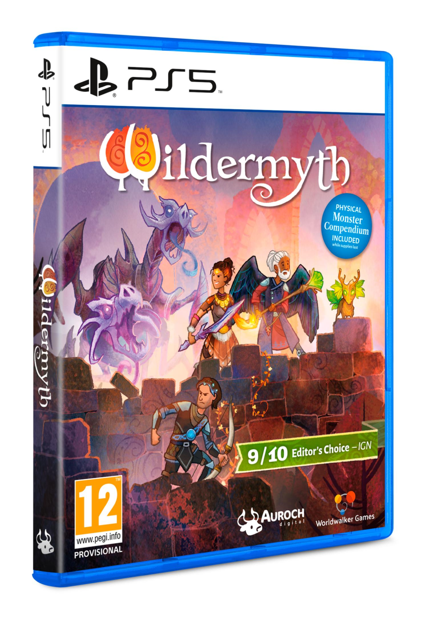 Portada del juego PS5 Wildermyth, con personajes y un dragón.