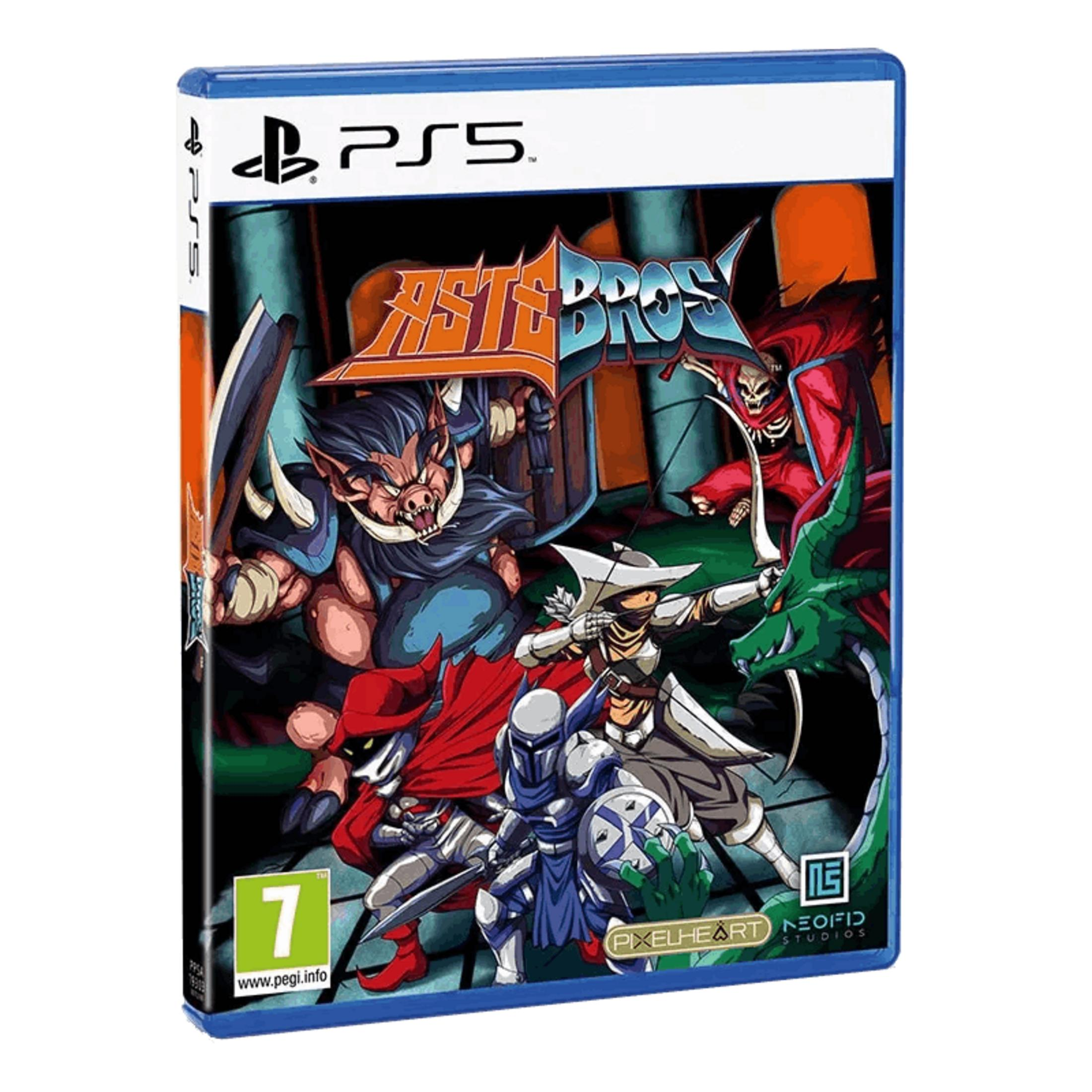 Caja de juego PS5 con guerreros de fantasía, un hombre jabalí, arqueros y un dragón.