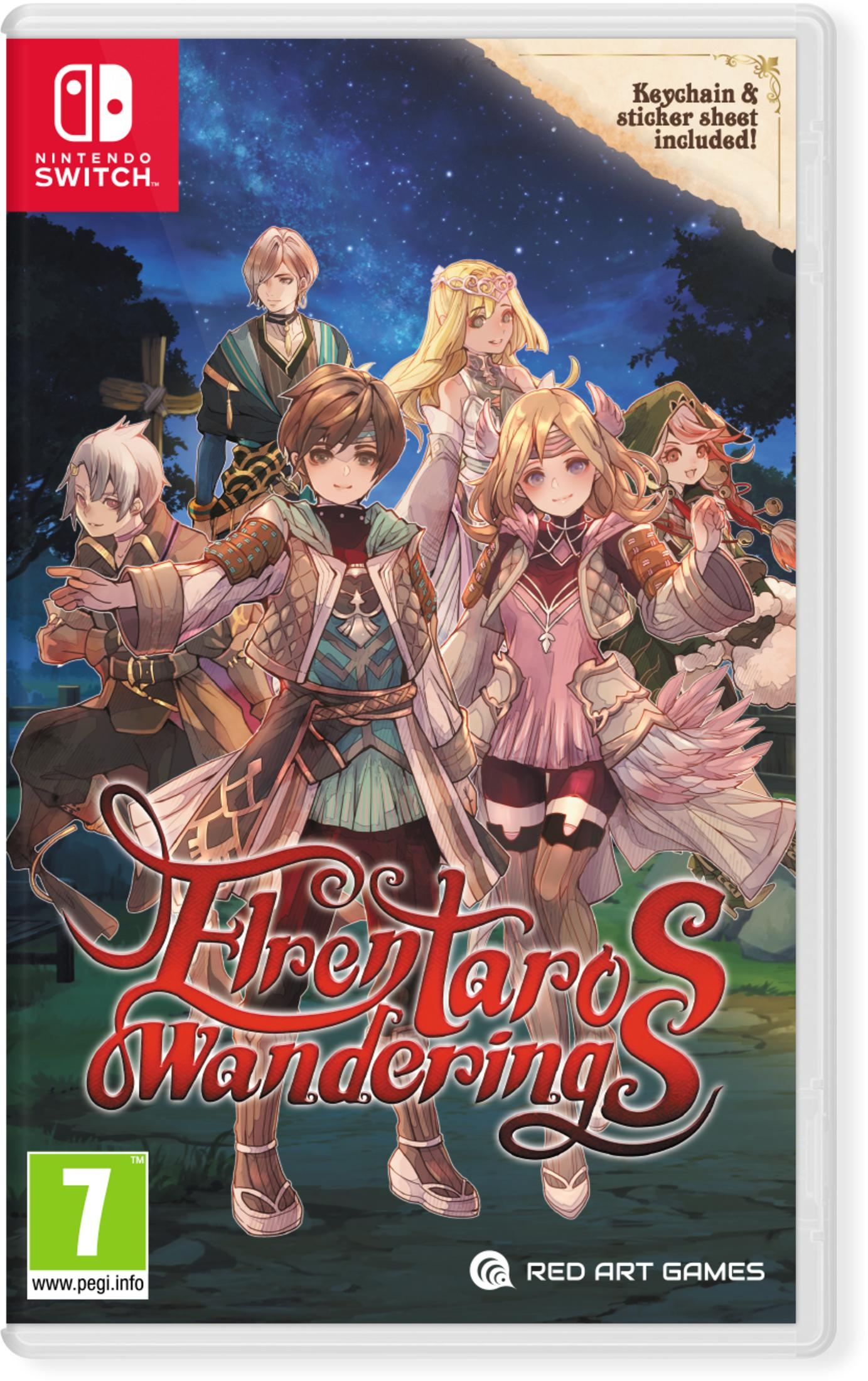 Custodia gioco Nintendo Switch con sei personaggi anime e il titolo 'Firetale Wanderings'.