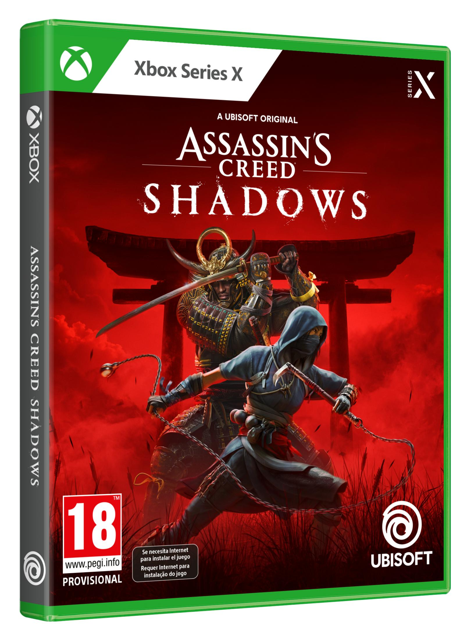 Funda de juego Xbox Series X para Assassin's Creed Shadows, con dos guerreros.