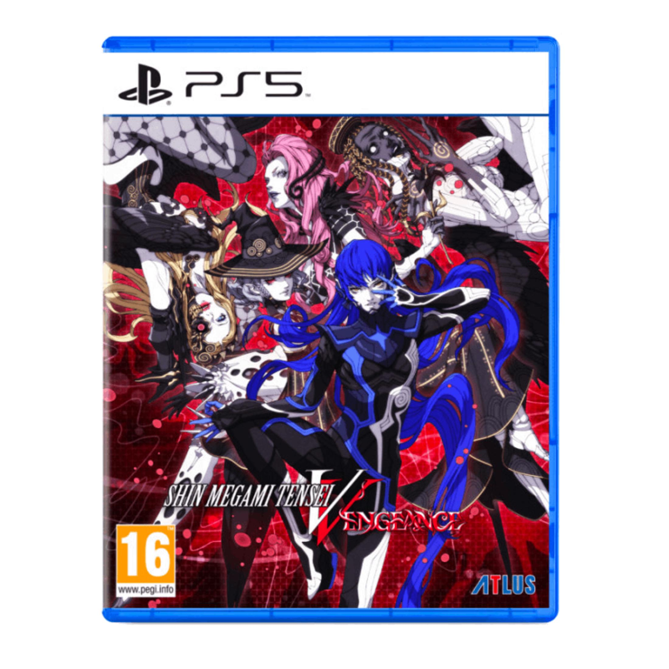 Funda de juego PS5 con personajes de anime, elementos rojos y negros, PEGI 16.