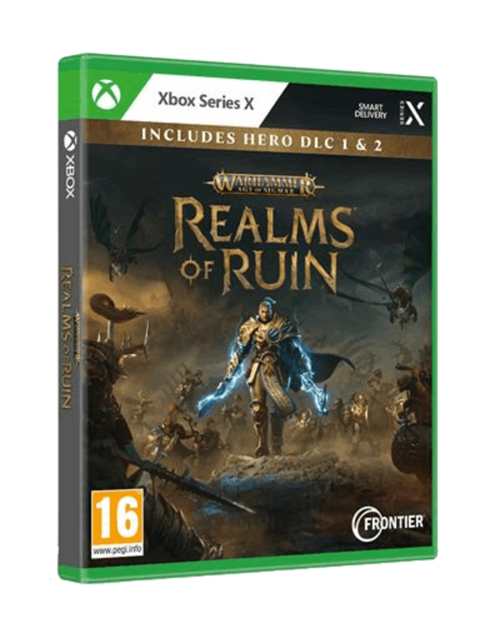 Custodia per Xbox Series X per Realms of Ruin, con un guerriero in armatura.