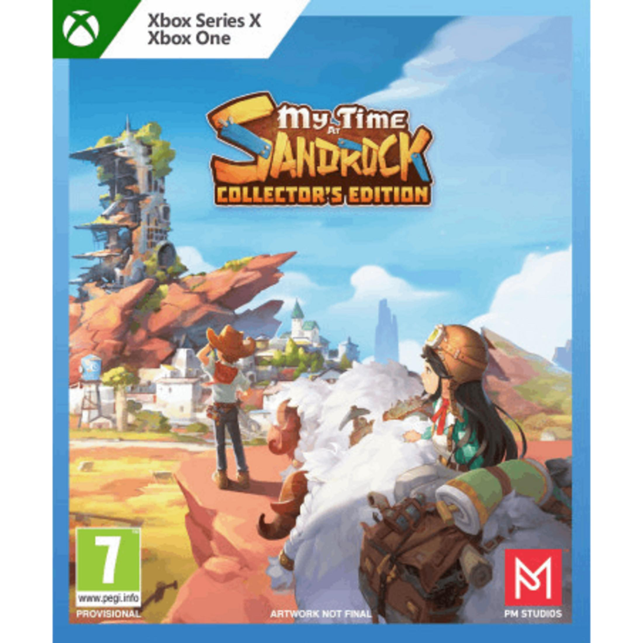 Copertina del gioco: Due personaggi davanti a una città desertica con una torre alta sullo sfondo.