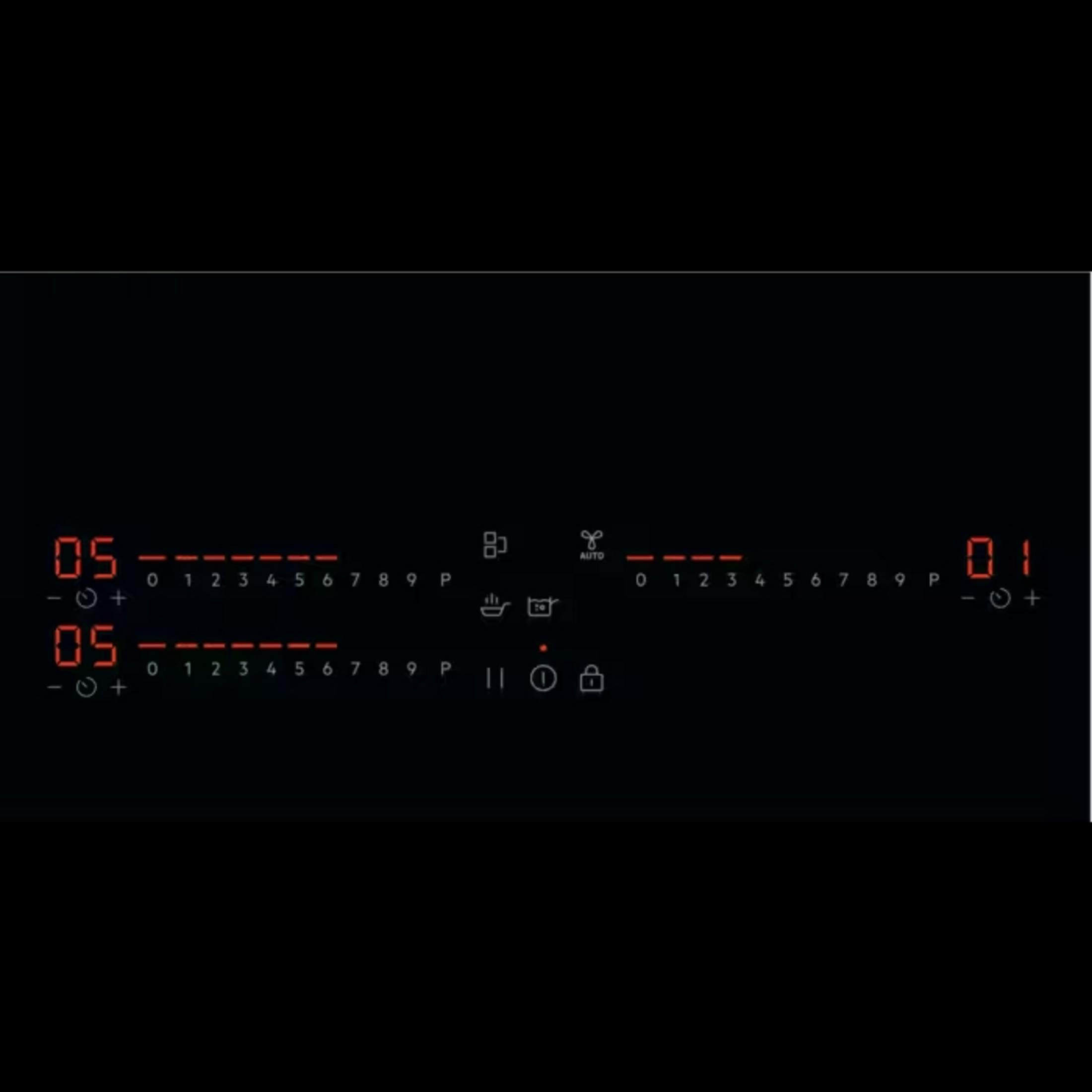 Pantalla digital de una placa de dos zonas, ambas ajustadas al nivel 5.