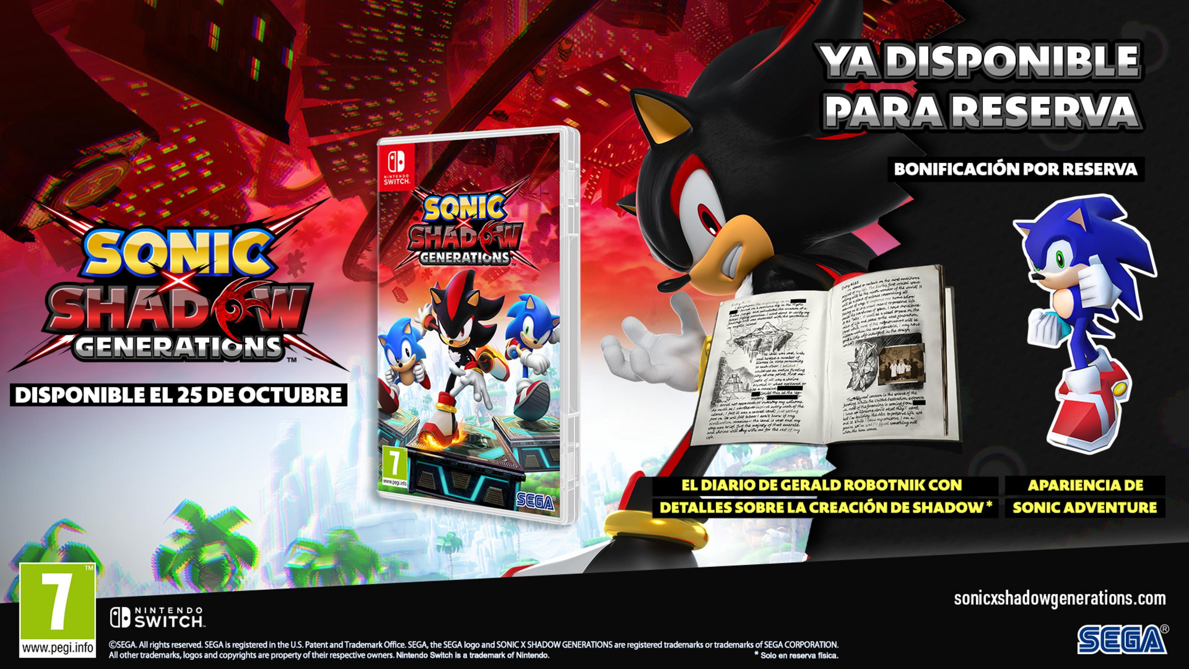 Sonic e Shadow sulla copertina di Sonic x Shadow Generations per Nintendo Switch.