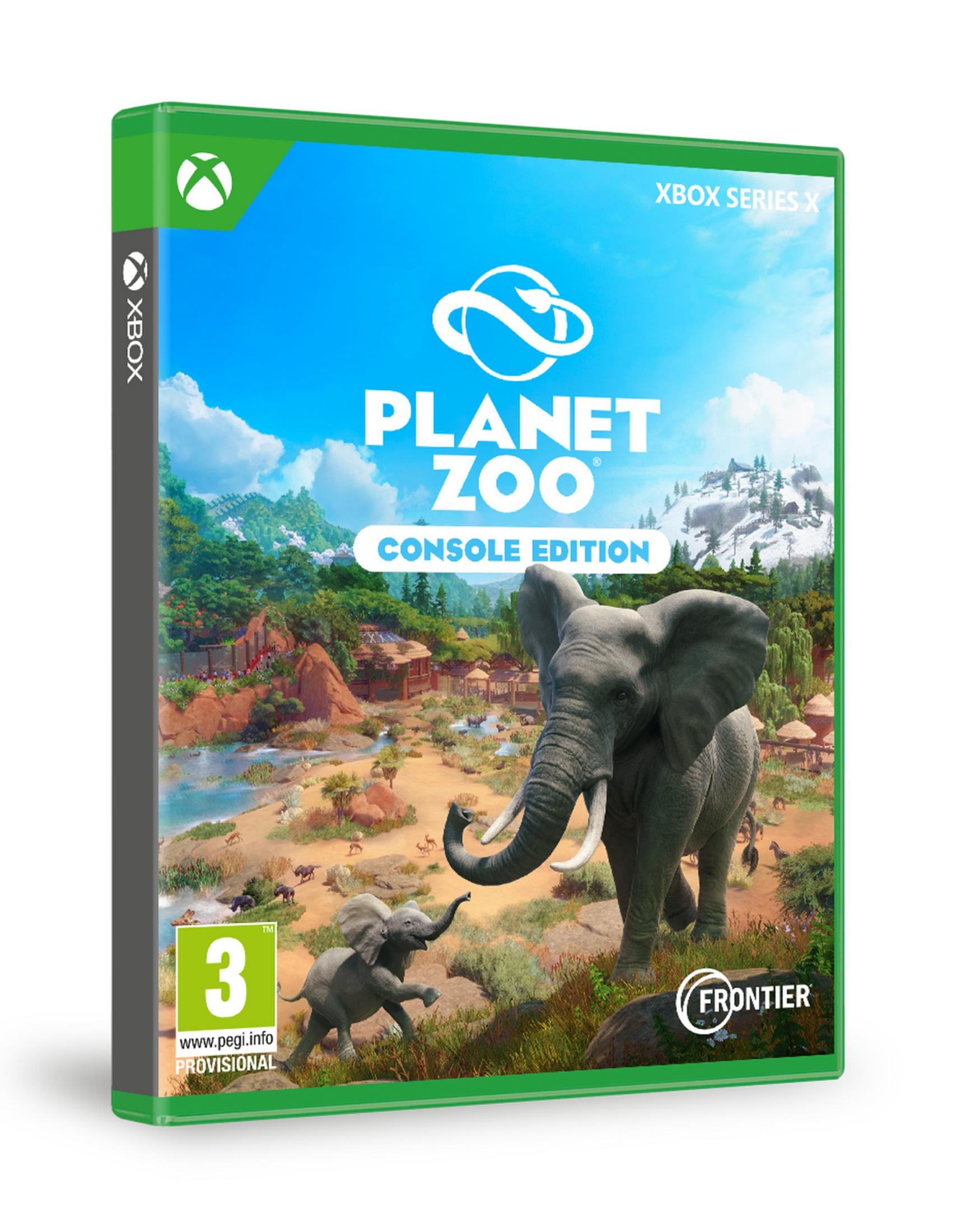 Funda de Xbox Planet Zoo: Console Edition con elefantes y paisaje de sabana.